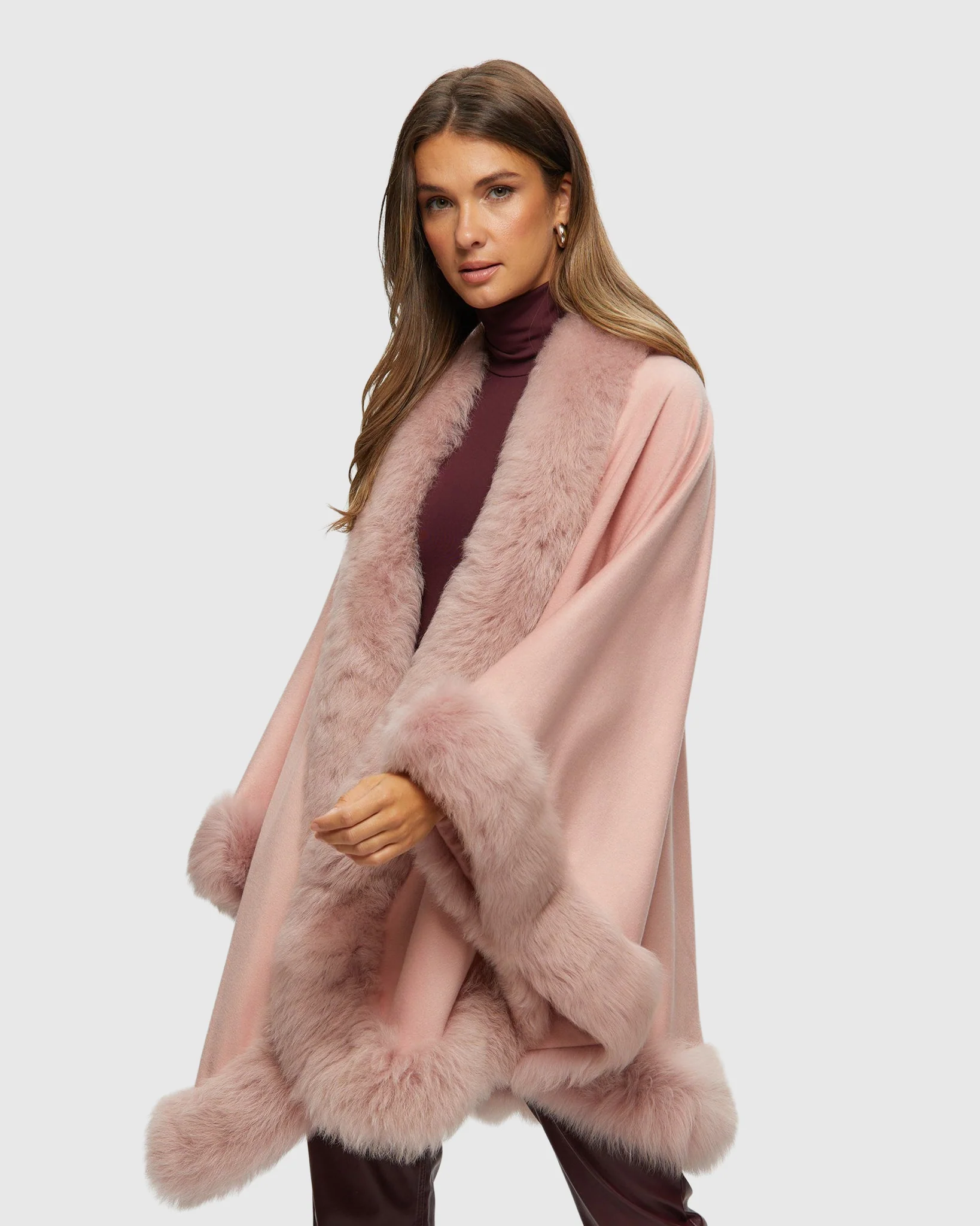 Cashmere Cape with Toscana Shearling Lamb Trim - Image 19