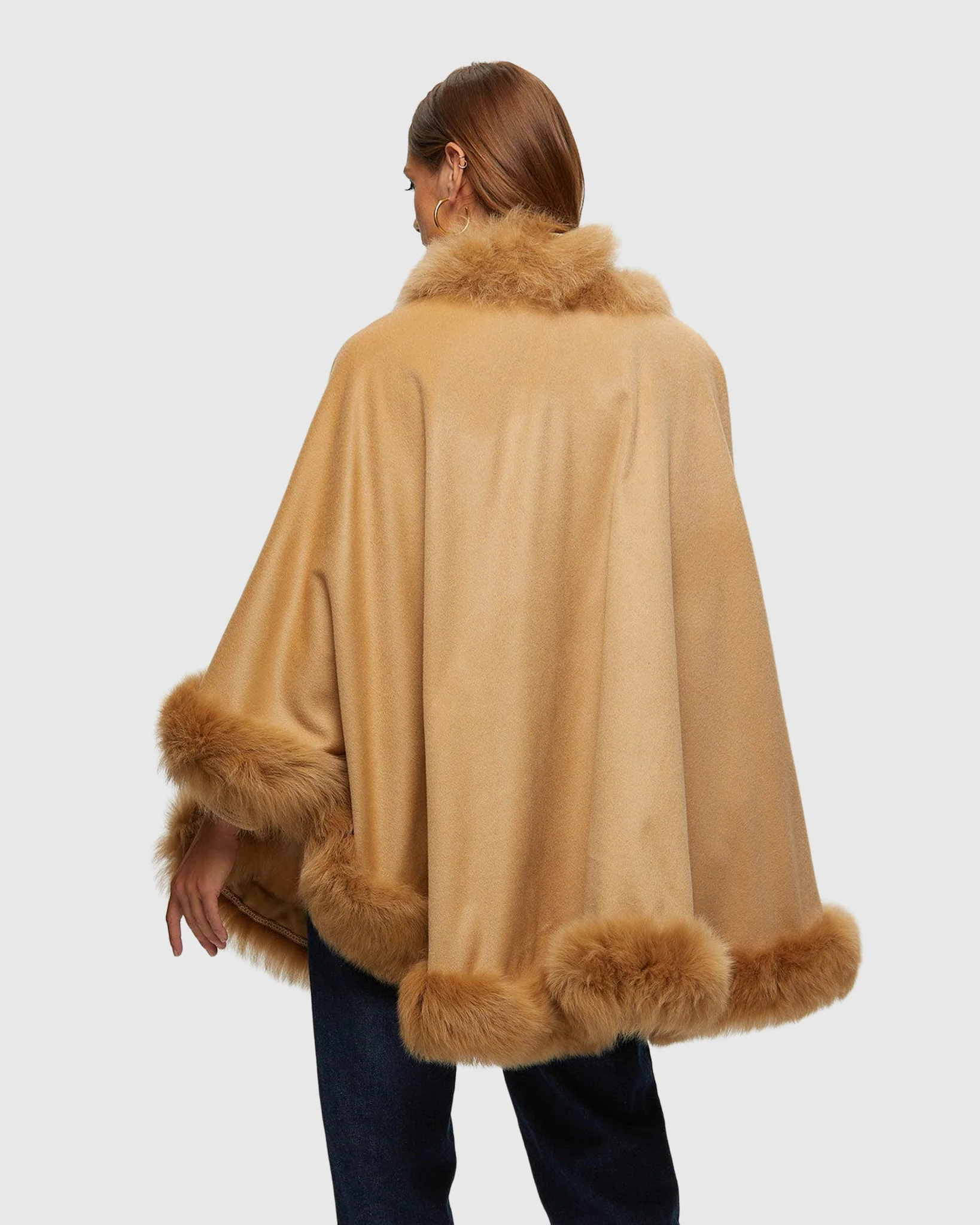 Cashmere Cape with Toscana Shearling Lamb Trim - Image 23