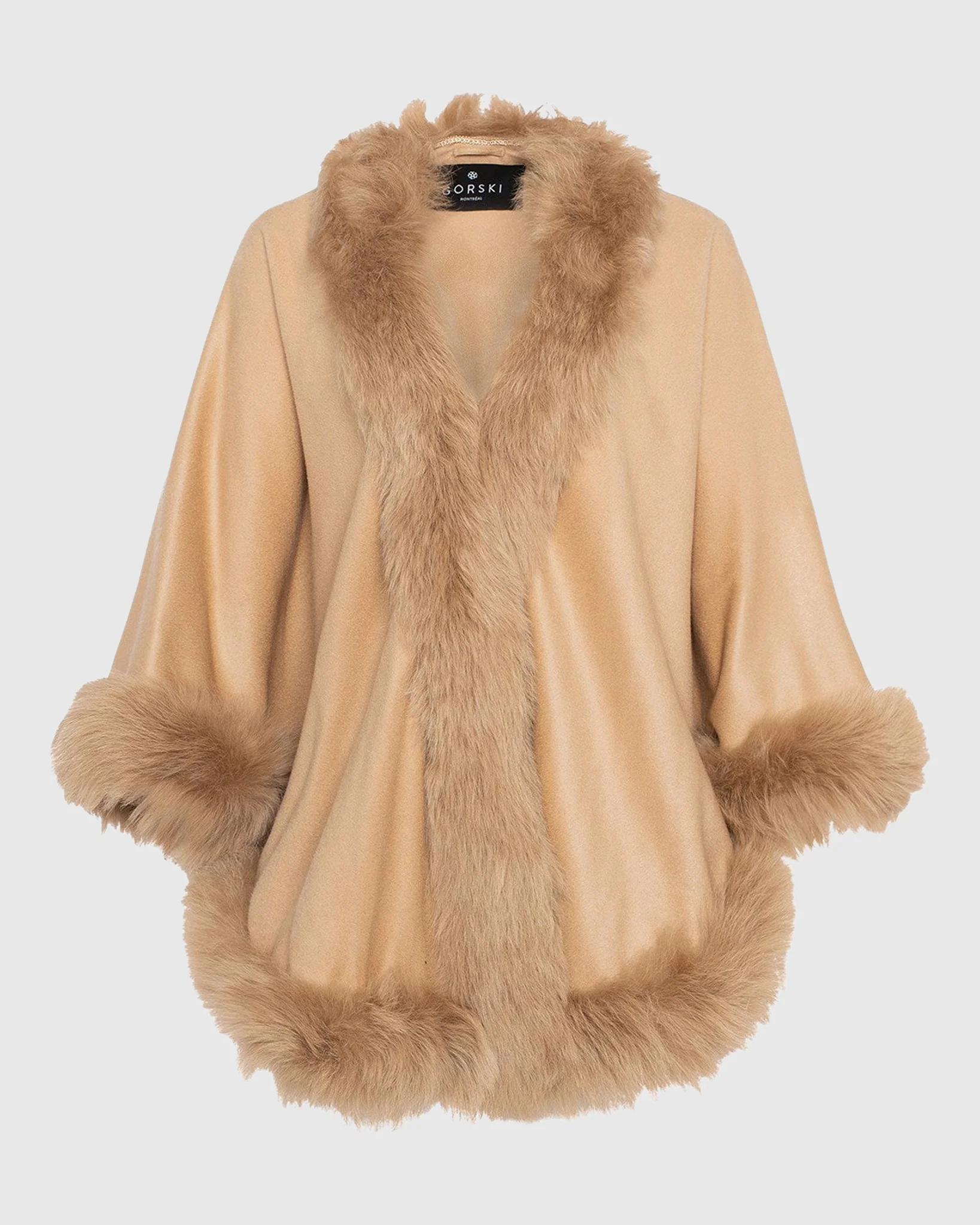 Cashmere Cape with Toscana Shearling Lamb Trim - Image 25