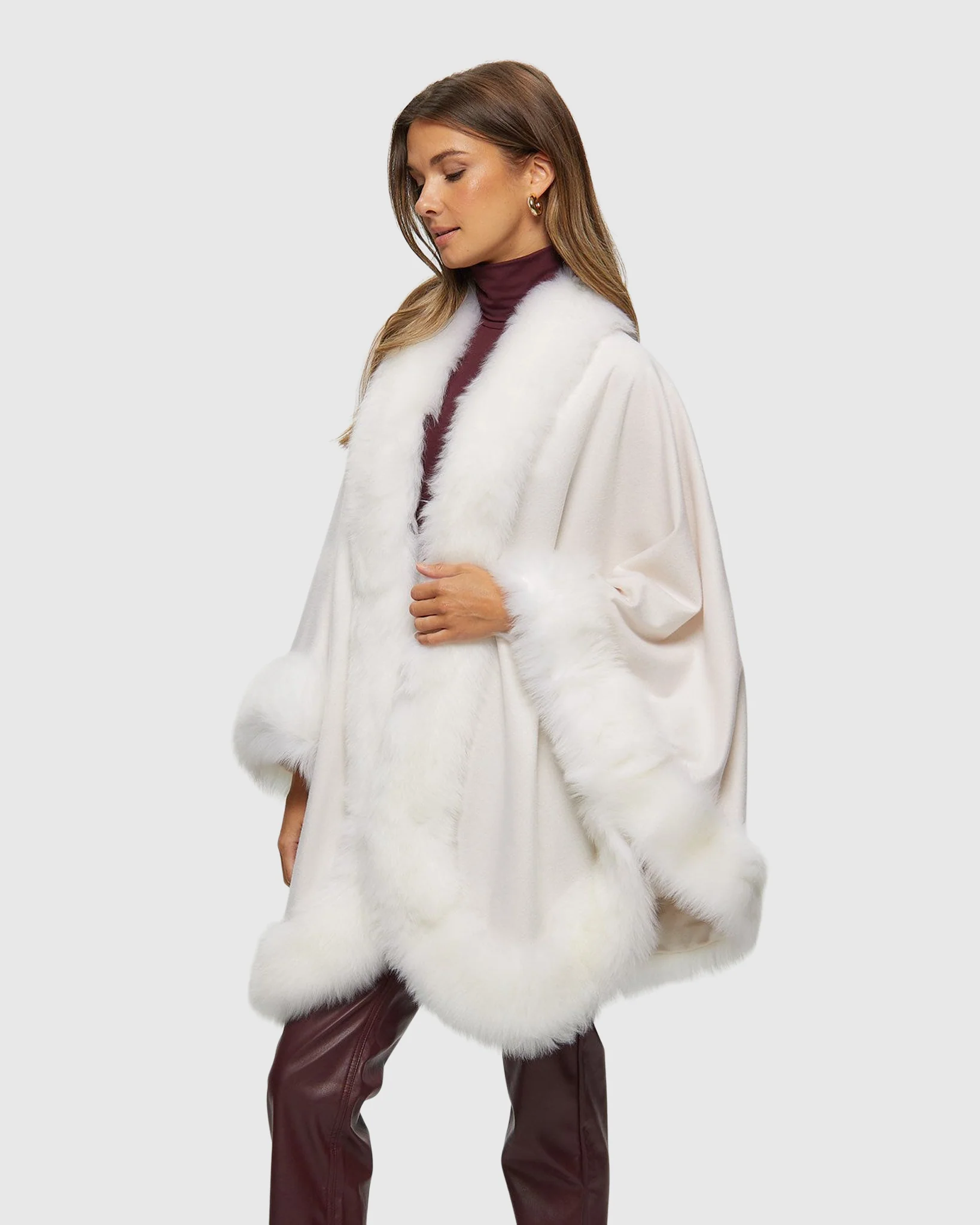 Cashmere Cape with Toscana Shearling Lamb Trim - Image 26