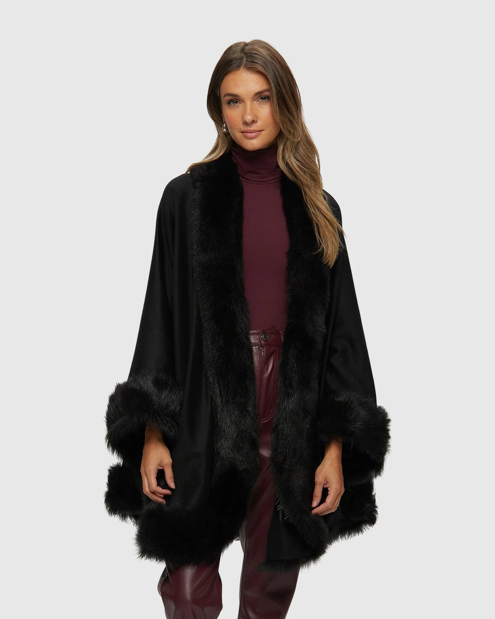 Cashmere Cape with Toscana Shearling Lamb Trim - Image 3
