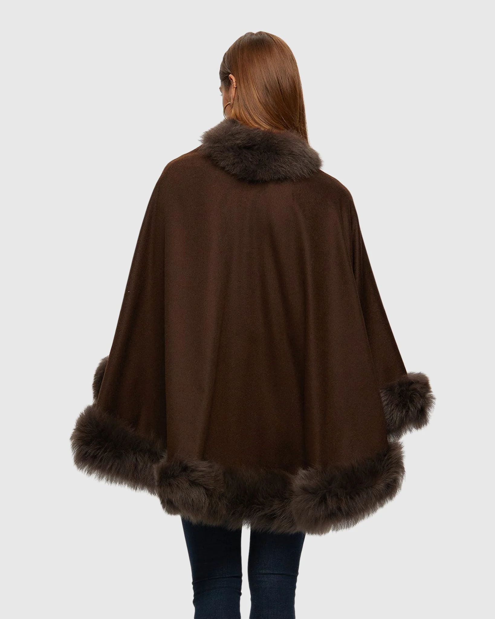 Cashmere Cape with Toscana Shearling Lamb Trim - Image 32