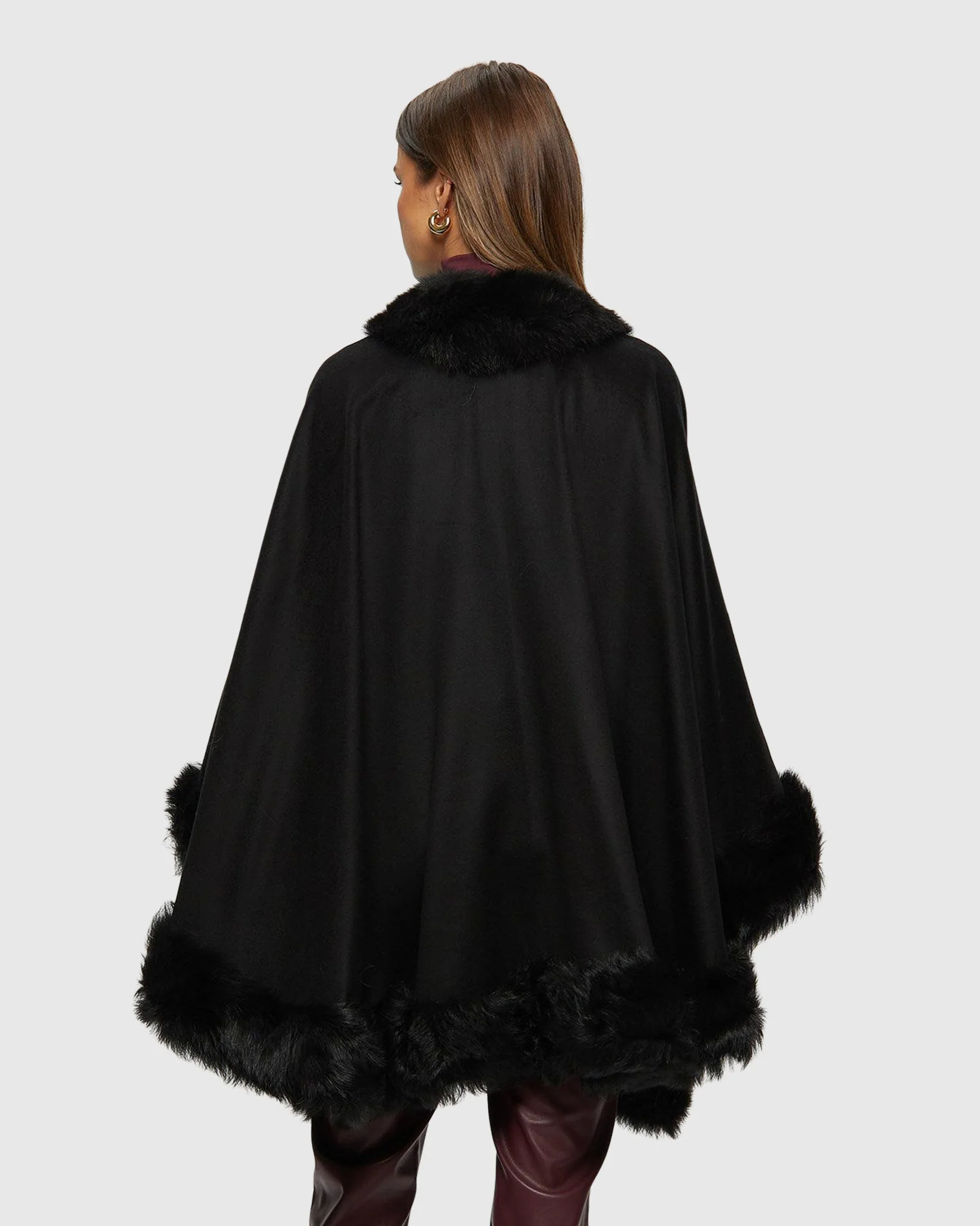 Cashmere Cape with Toscana Shearling Lamb Trim - Image 5