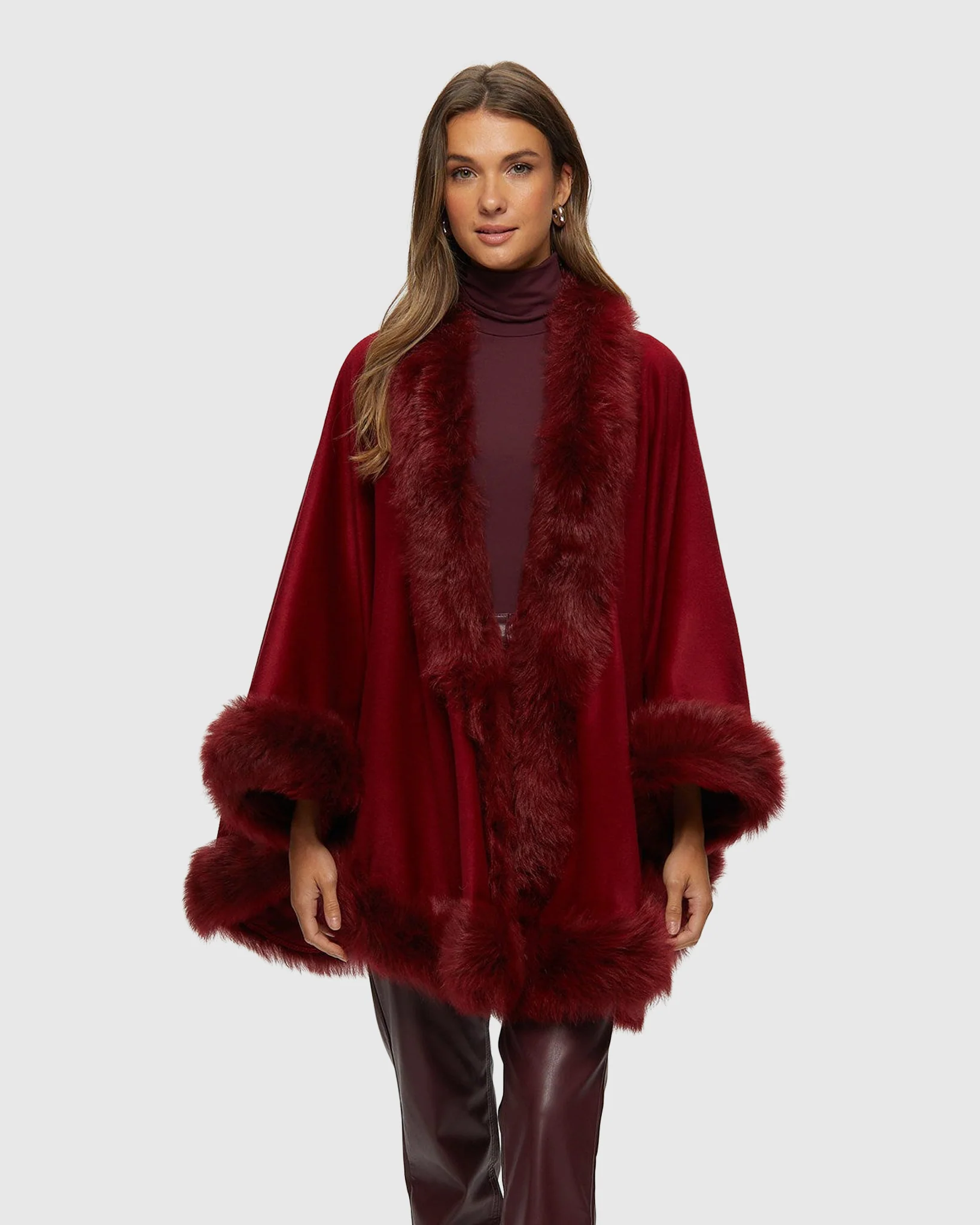Cashmere Cape with Toscana Shearling Lamb Trim - Image 7