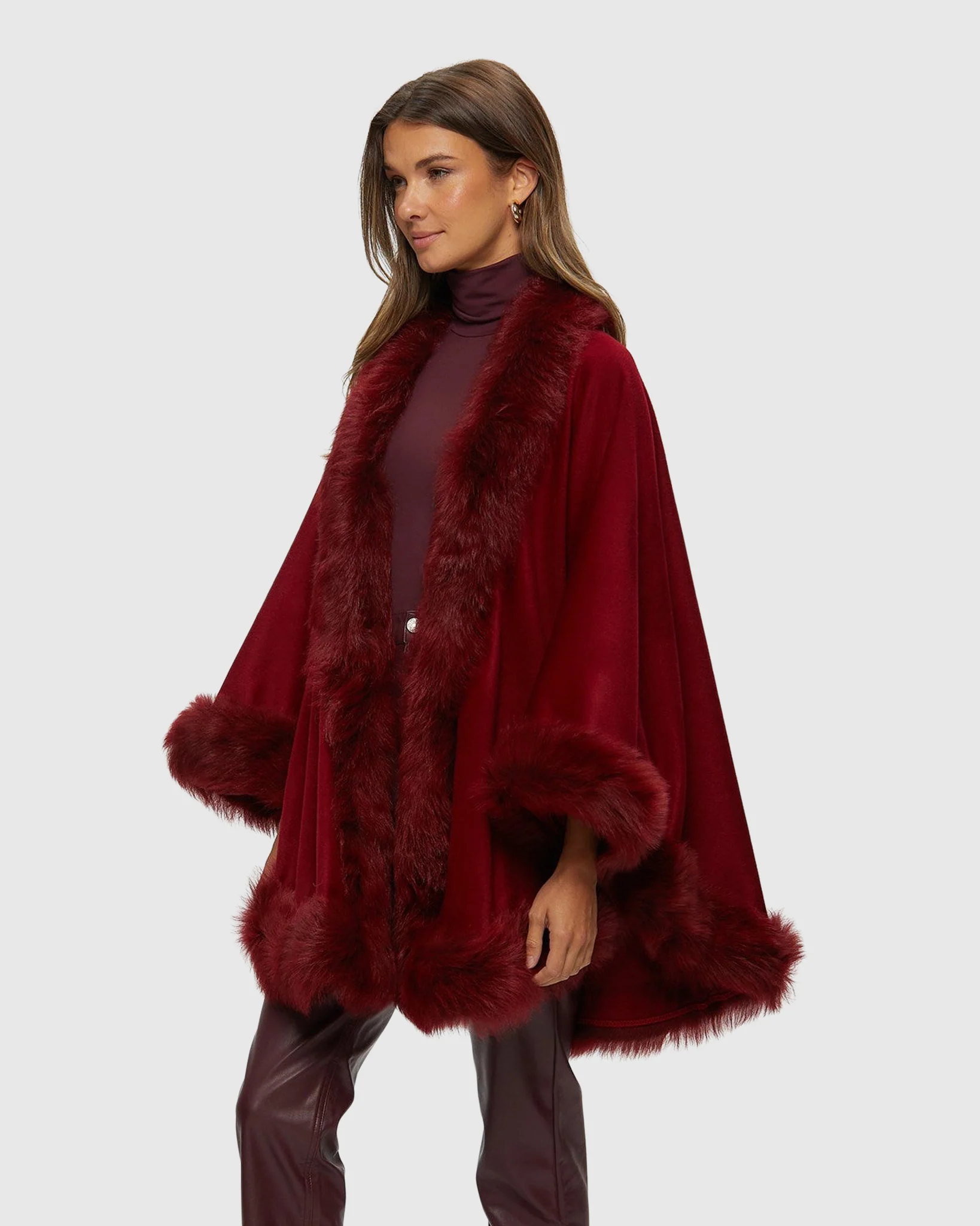 Cashmere Cape with Toscana Shearling Lamb Trim - Image 8