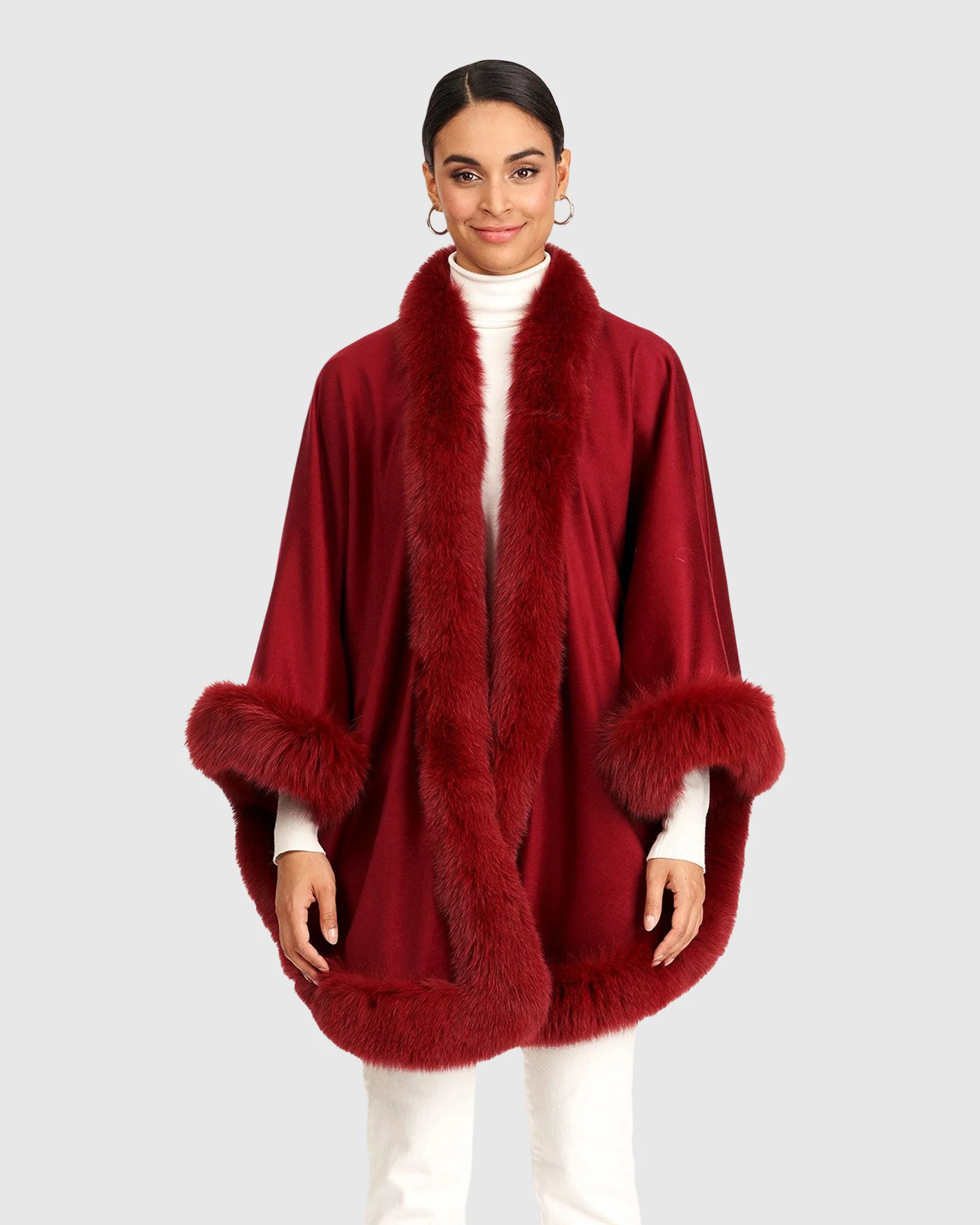CASHMERE CAPELET WITH FOX TRIM - Image 14