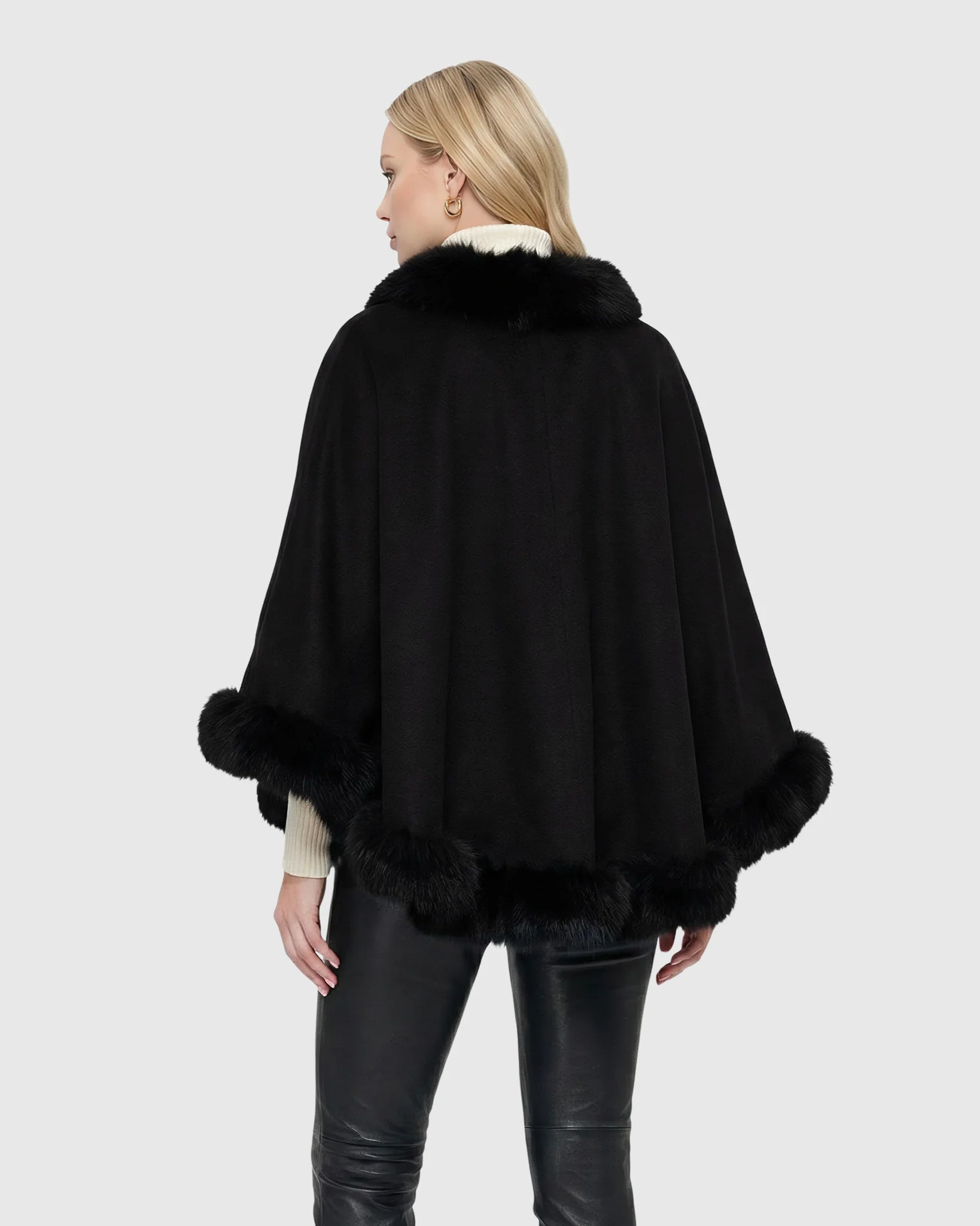 CASHMERE CAPELET WITH FOX TRIM - Image 40