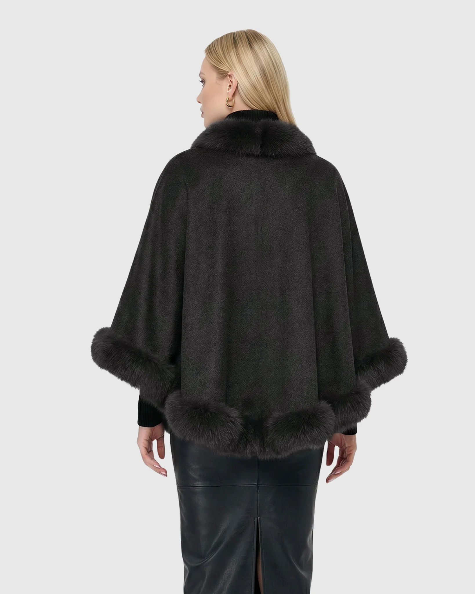 CASHMERE CAPELET WITH FOX TRIM - Image 43