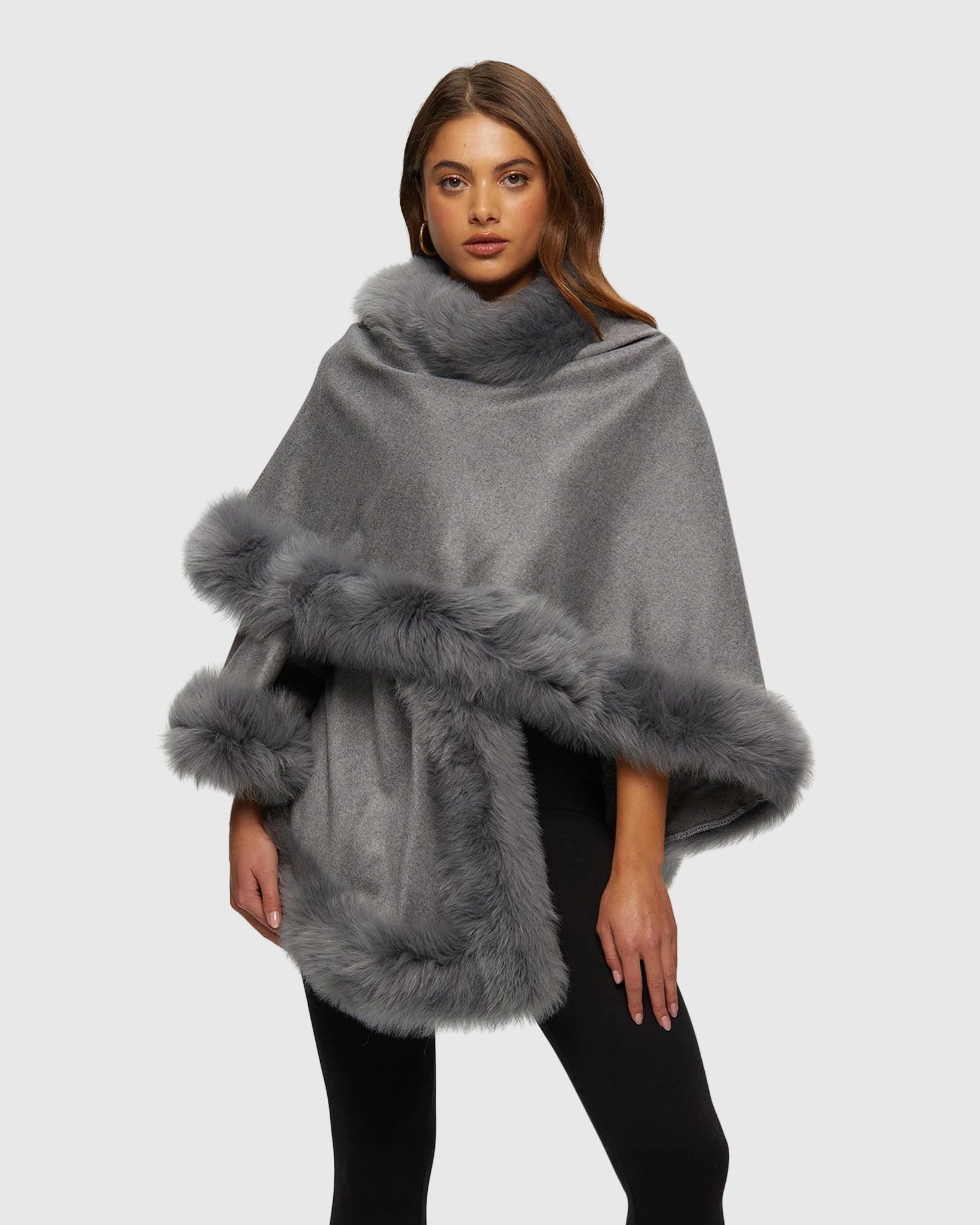 SELECT CASHMERE CAPELET WITH TOSCANA SHEARLING LAMB TRIM - Image 33