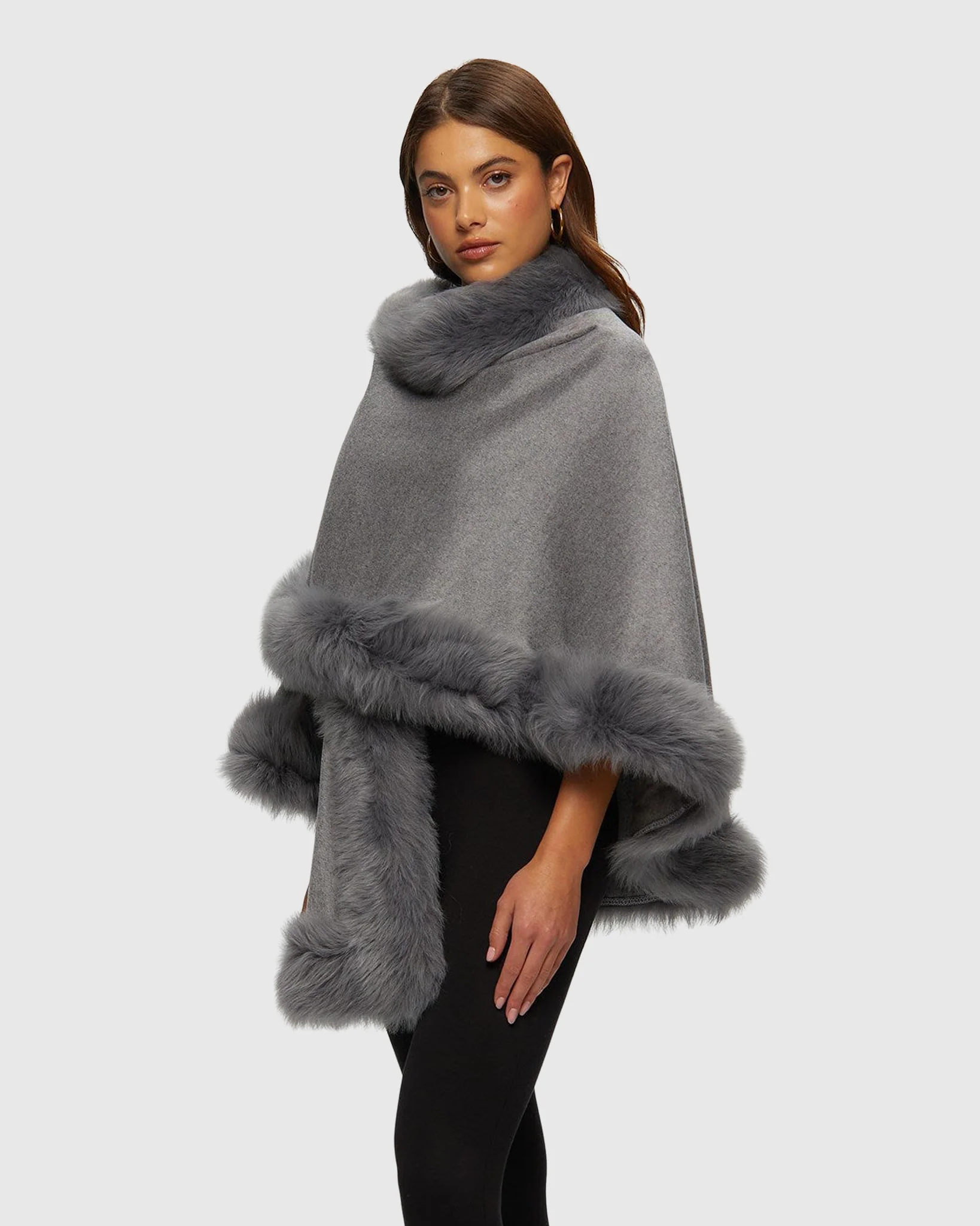 SELECT CASHMERE CAPELET WITH TOSCANA SHEARLING LAMB TRIM - Image 34