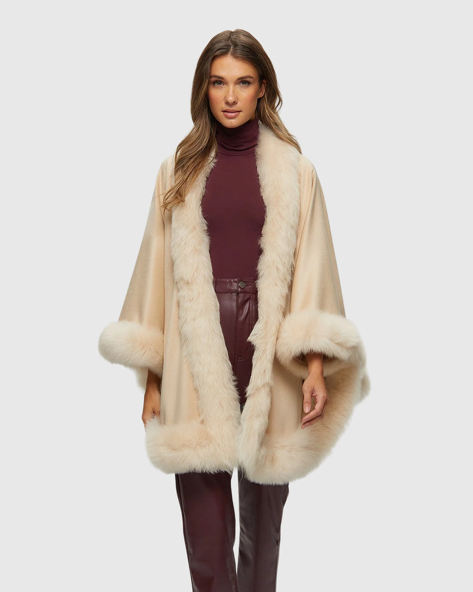 SELECT CASHMERE CAPELET WITH TOSCANA SHEARLING LAMB TRIM - Image 38