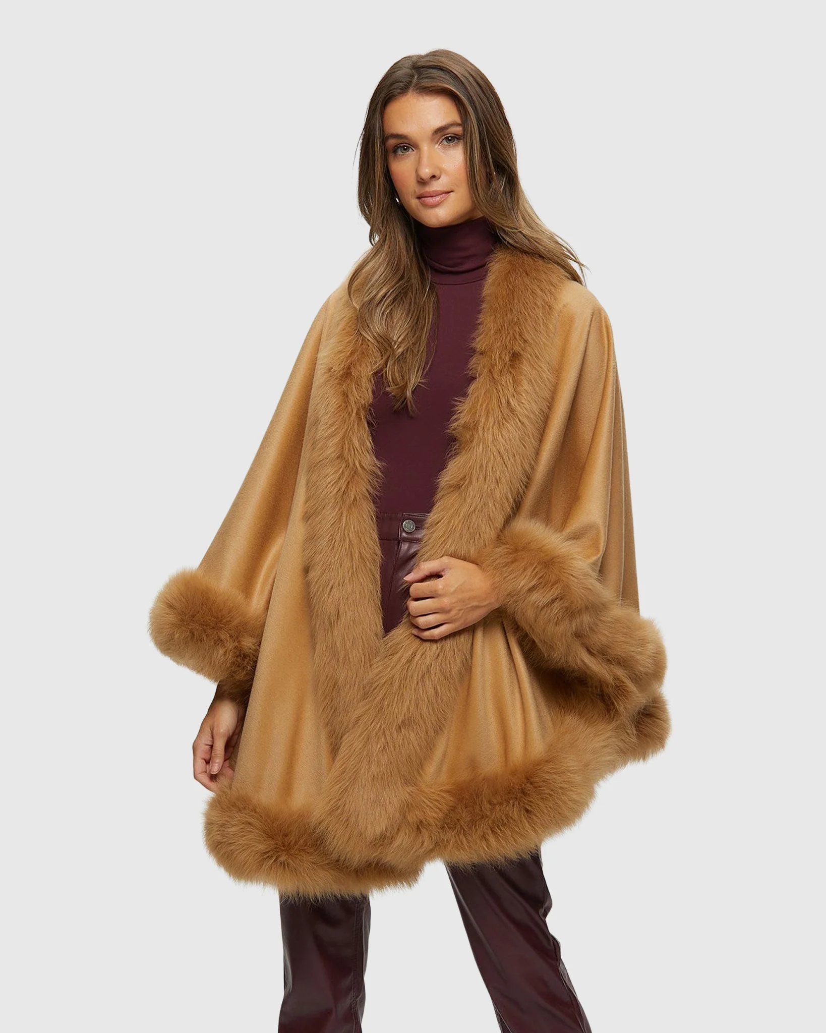SELECT CASHMERE CAPELET WITH TOSCANA SHEARLING LAMB TRIM - Image 39