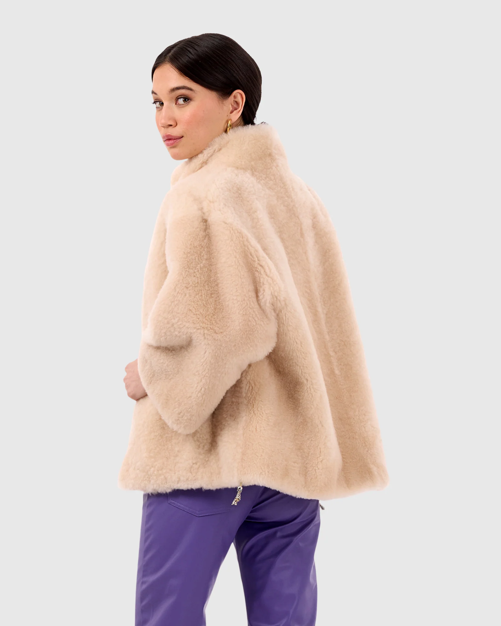 CASHMERE GOAT JACKET WITH STAND COLLAR, BELT - Image 2