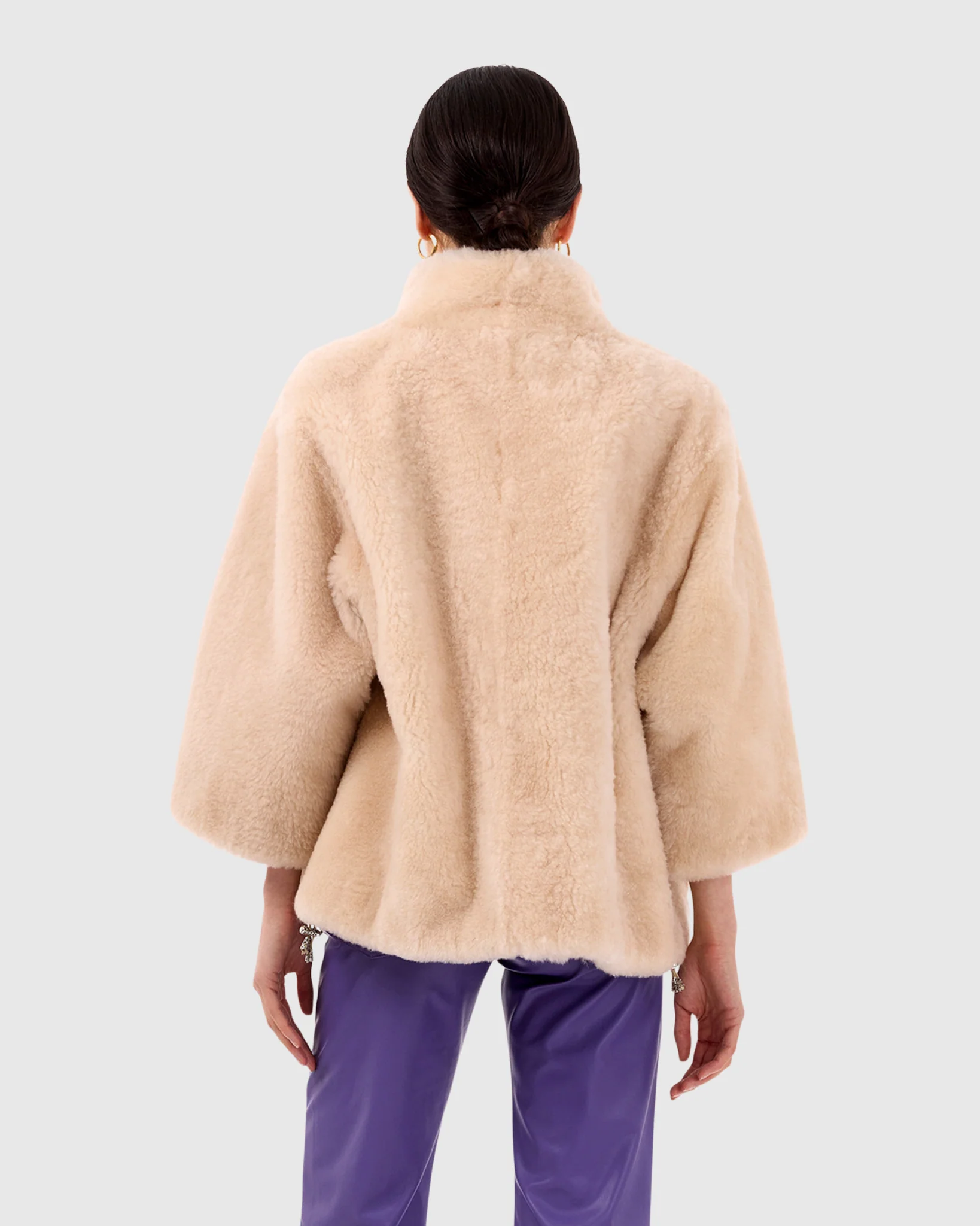 CASHMERE GOAT JACKET WITH STAND COLLAR, BELT - Image 4