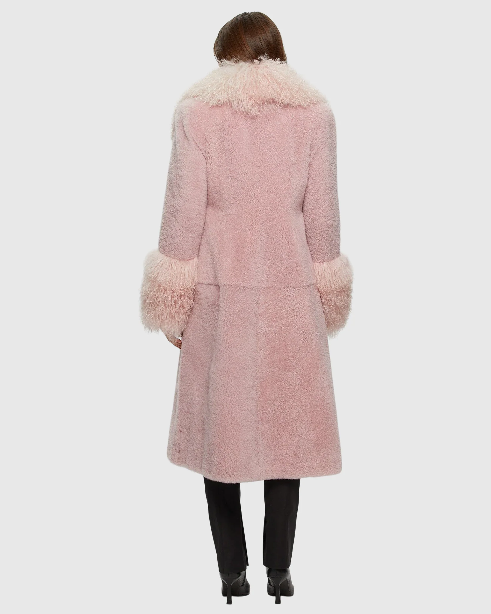 CASHMERE GOAT SHORT COAT WITH MONGOLIAN GOAT SHAWL COLLAR & CUFFS - Image 6