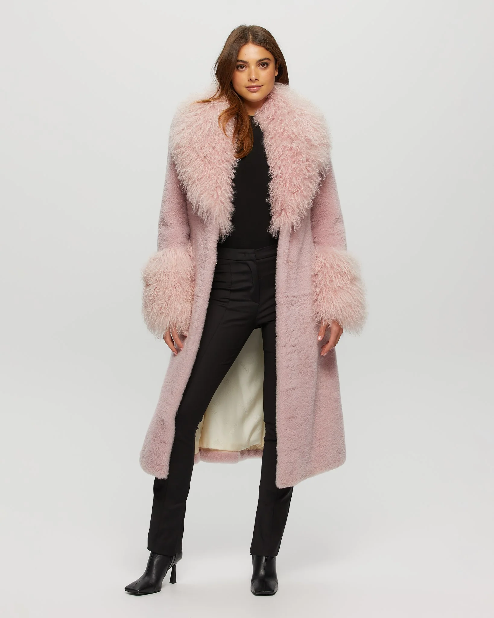 CASHMERE GOAT SHORT COAT WITH MONGOLIAN GOAT SHAWL COLLAR & CUFFS - Image 7