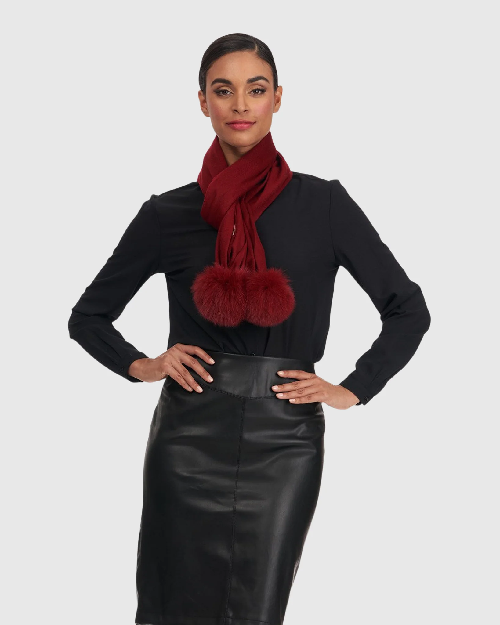 CASHMERE SCARF WITH FOX POMPOM - Image 13