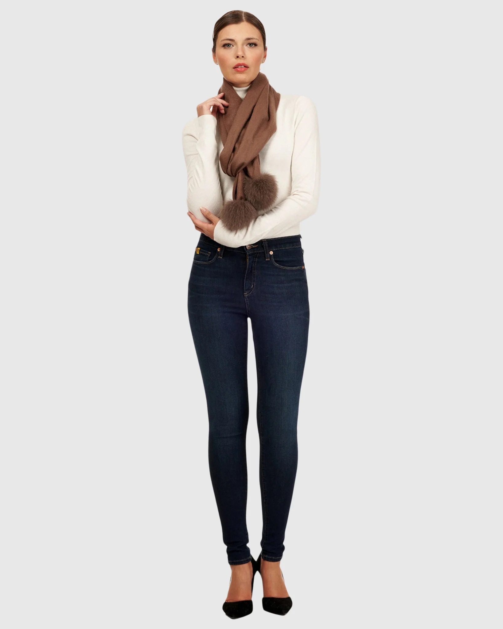 CASHMERE SCARF WITH FOX POMPOM - Image 19