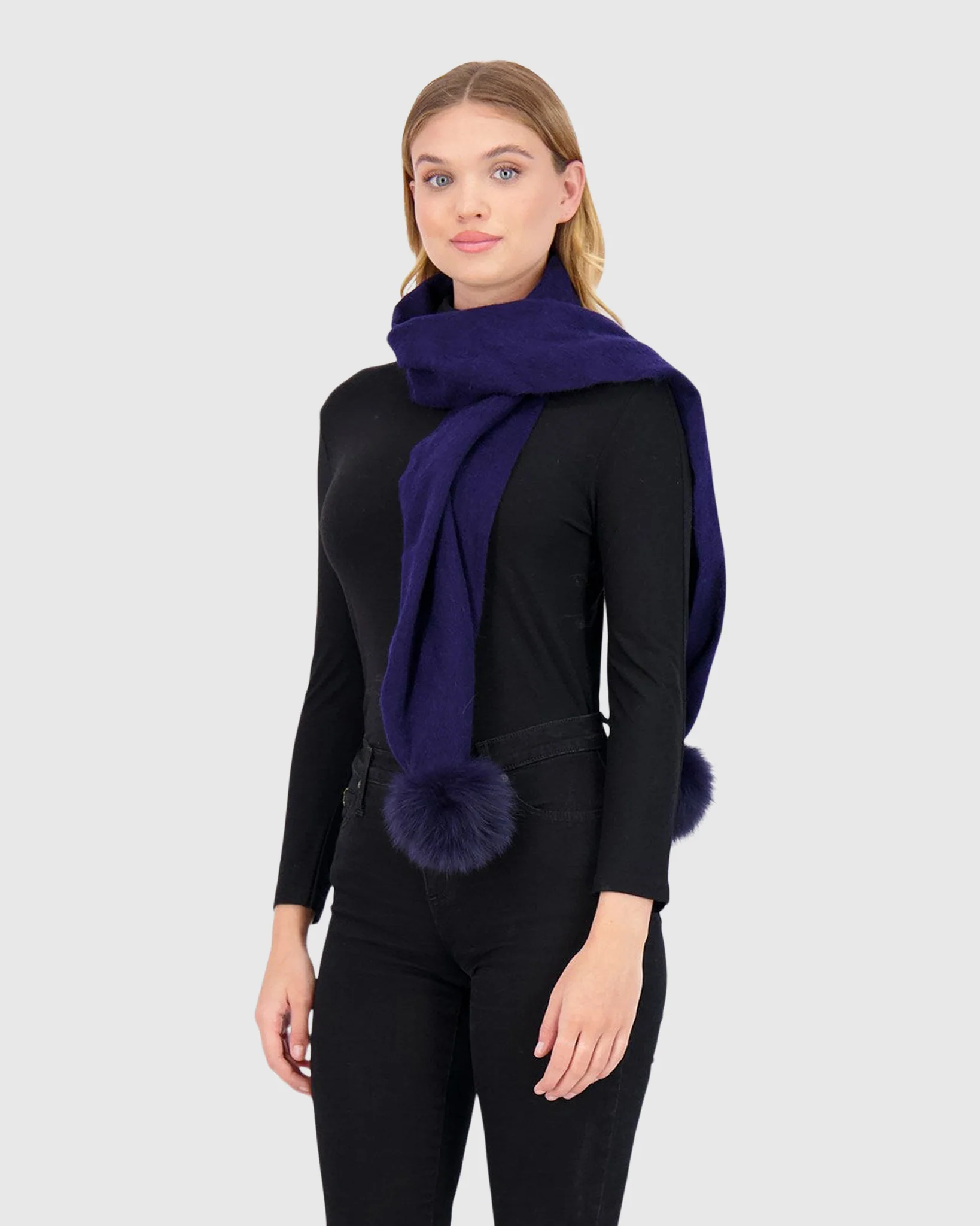 CASHMERE SCARF WITH FOX POMPOM - Image 2