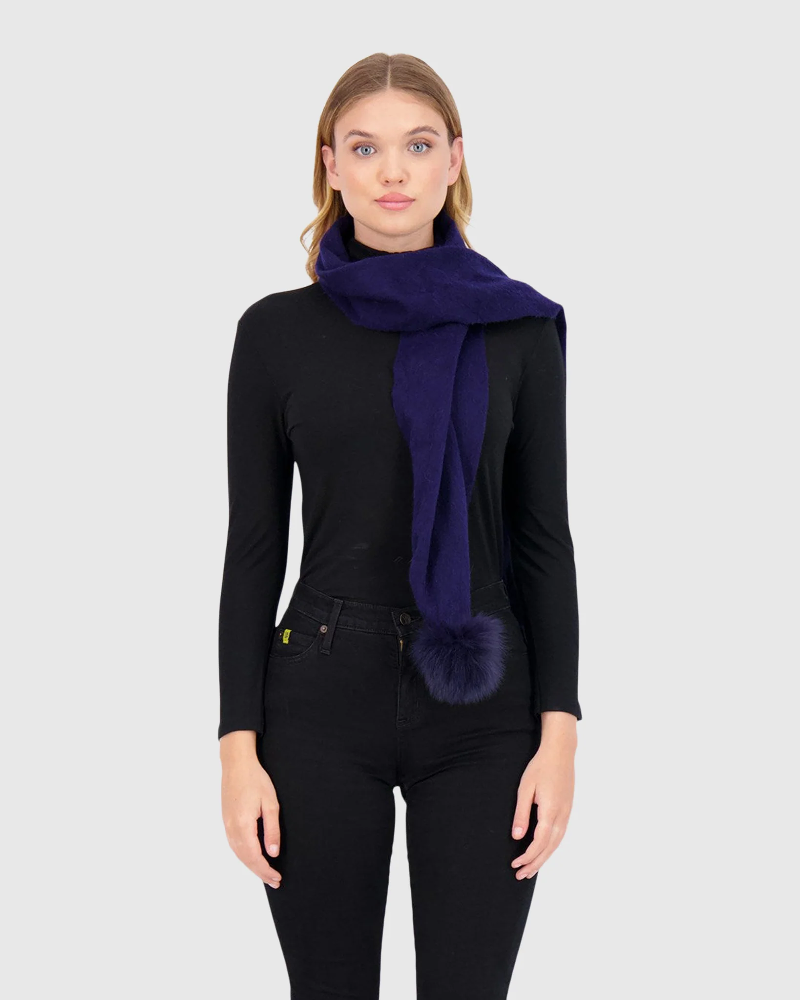 CASHMERE SCARF WITH FOX POMPOM - Image 3