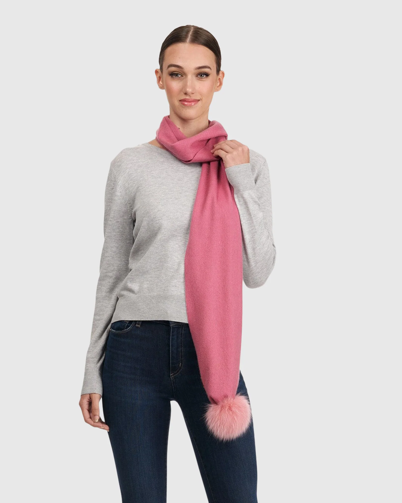 CASHMERE SCARF WITH FOX POMPOM - Image 5