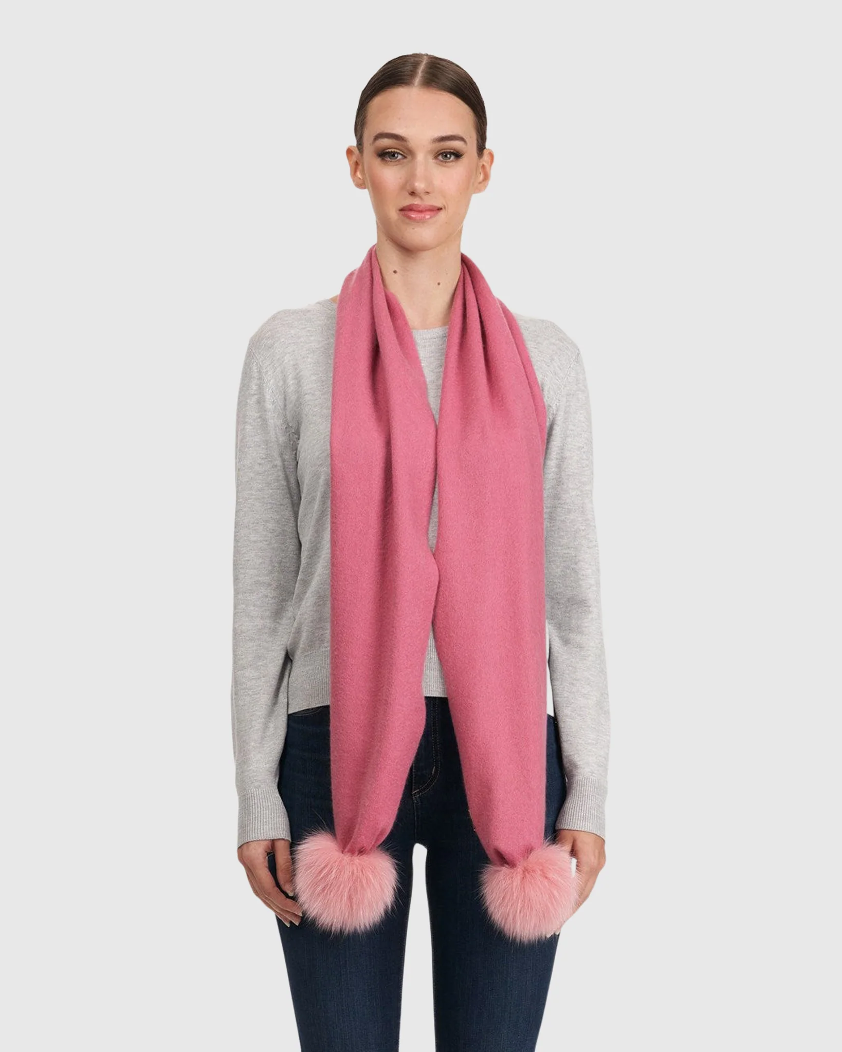 CASHMERE SCARF WITH FOX POMPOM - Image 7