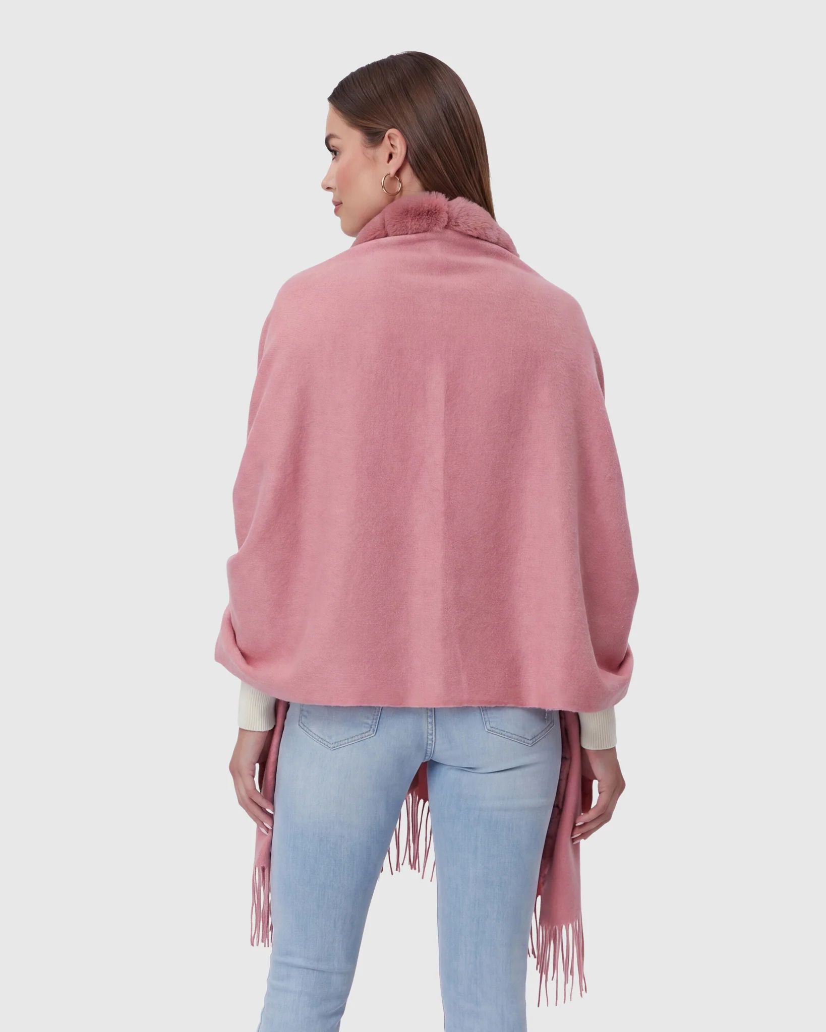 CASHMERE STOLE WITH REX RABBIT SQUARE TRIM - Image 13