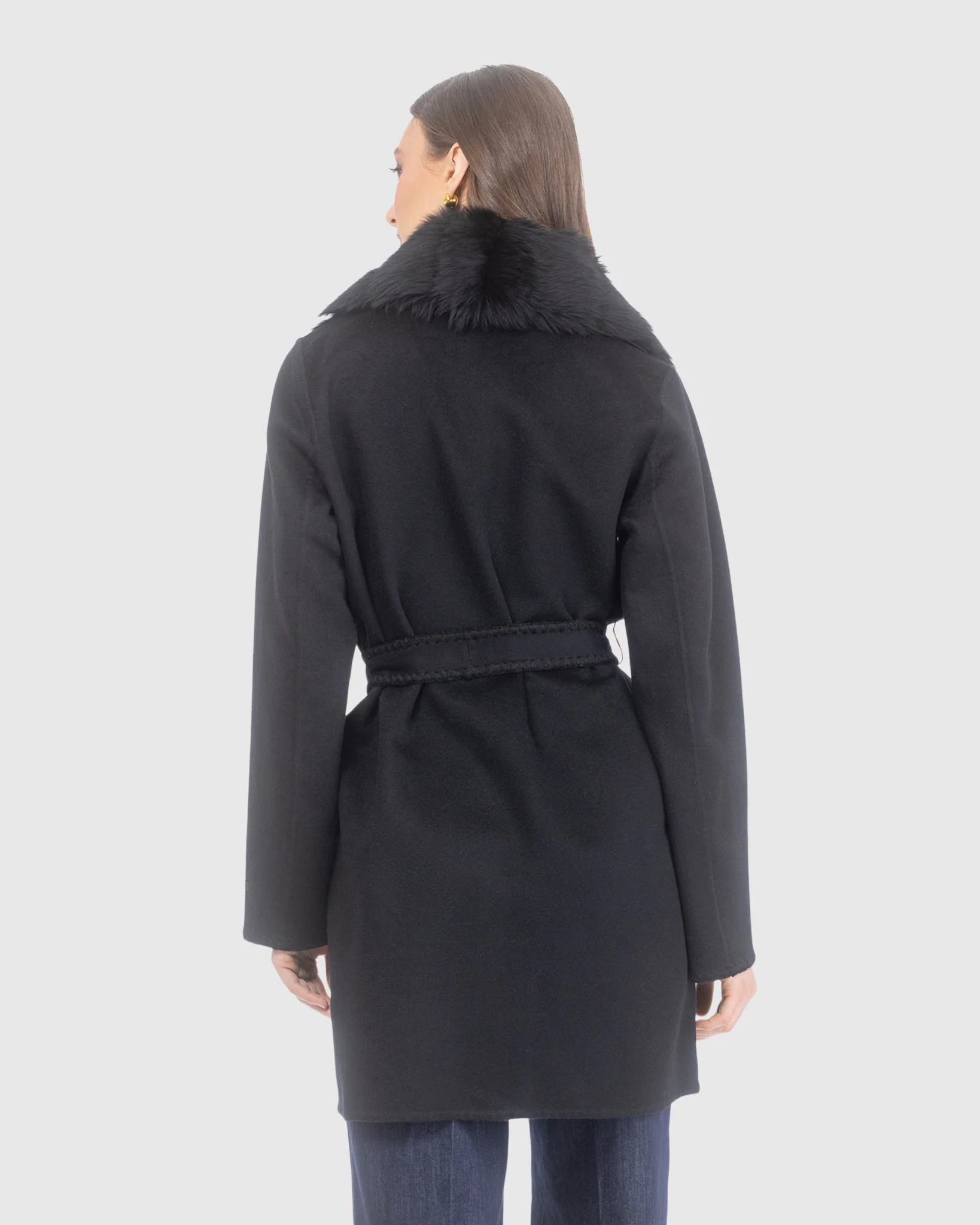 CASHMERE & WOOL STROLLER WITH EMBROIDERY DETAILS AND DETACHABLE MERINILLO SHEARLING LAMB COLLAR - Image 10