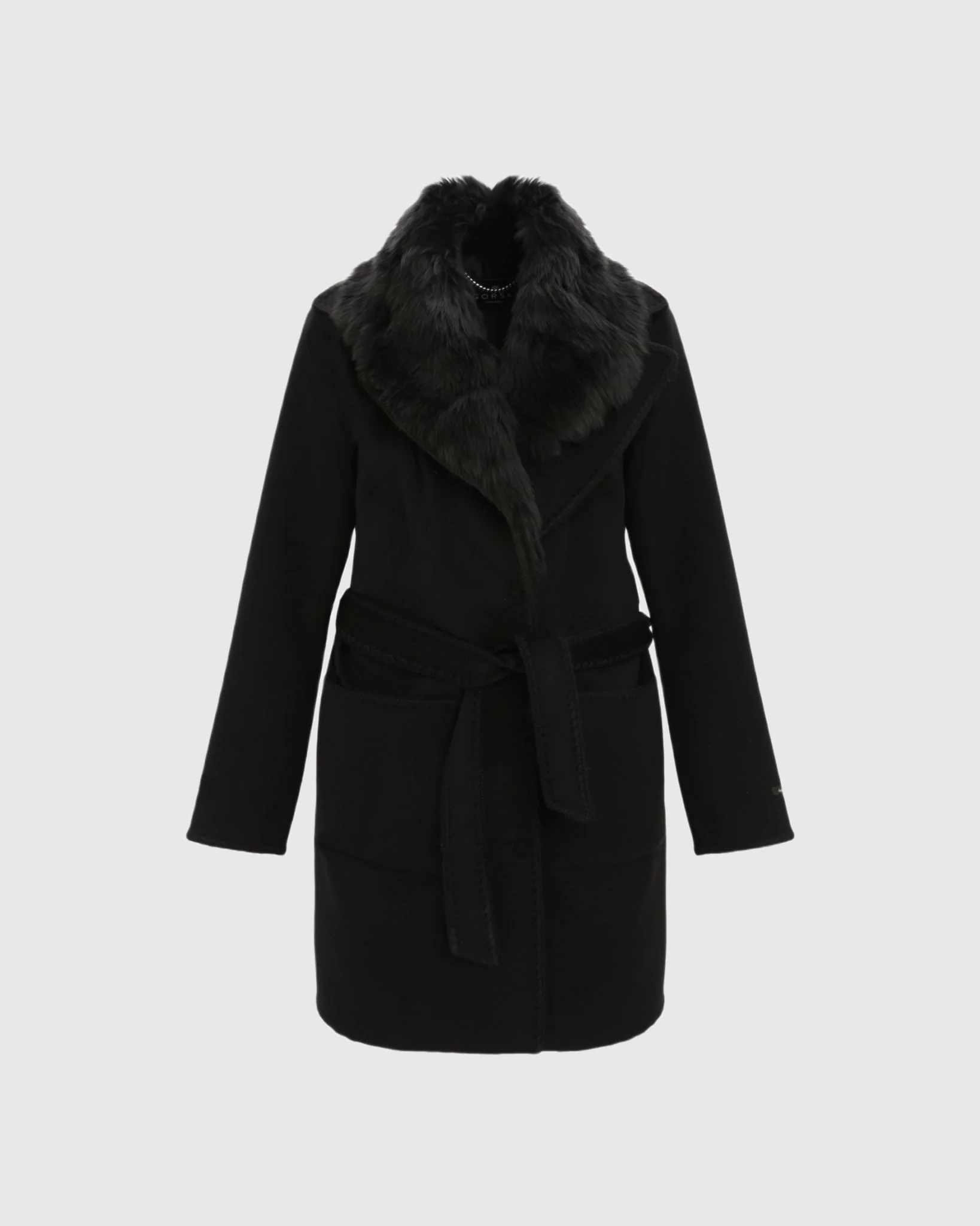 CASHMERE & WOOL STROLLER WITH EMBROIDERY DETAILS AND DETACHABLE MERINILLO SHEARLING LAMB COLLAR - Image 11