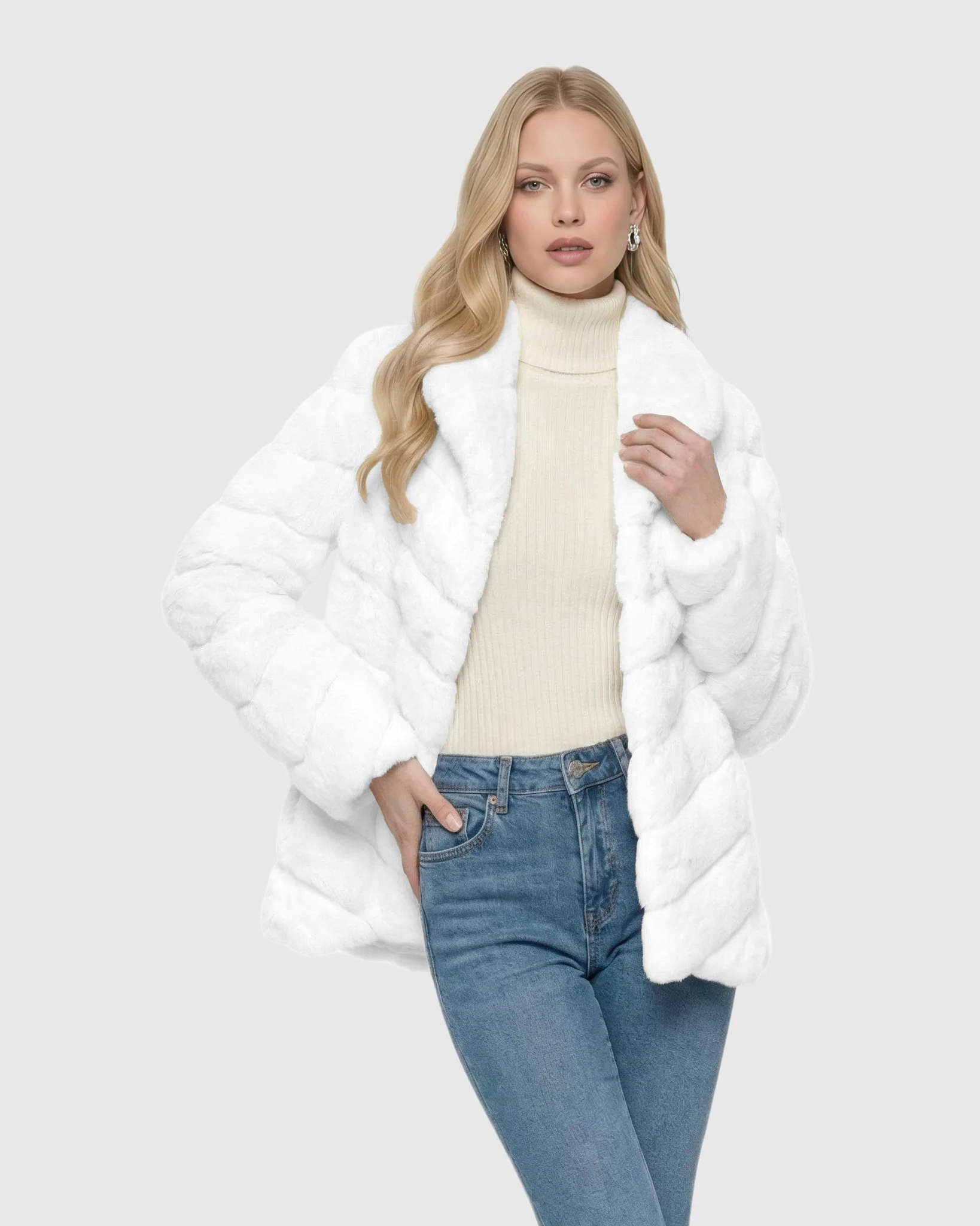 CHEVRON CHINCHILLA JACKET