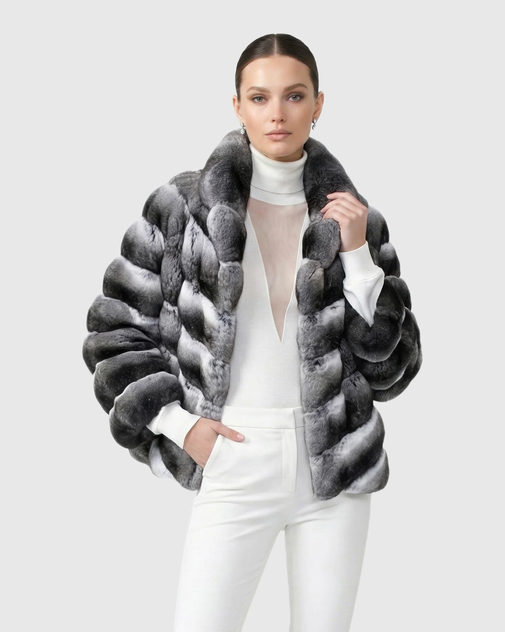 CHEVRON CHINCHILLA JACKET - Image 3