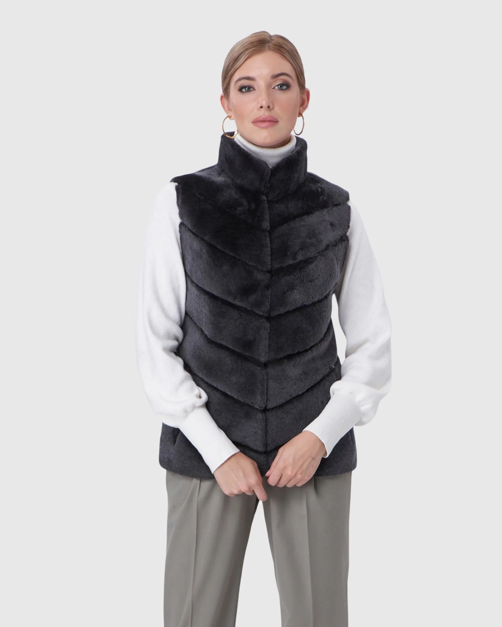 SELECT SHEARLING LAMB CHEVRON VEST