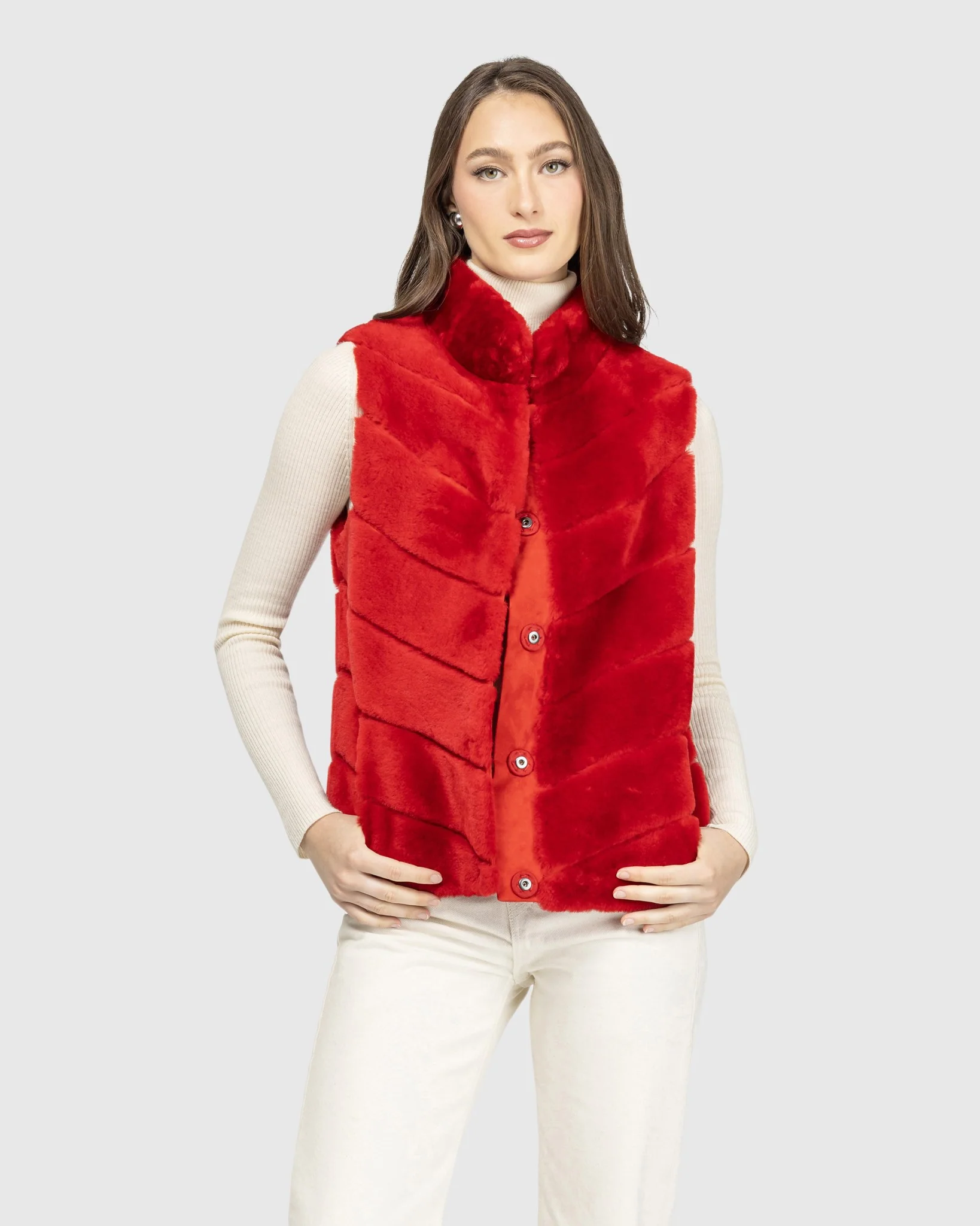 SELECT SHEARLING LAMB CHEVRON VEST - Image 11