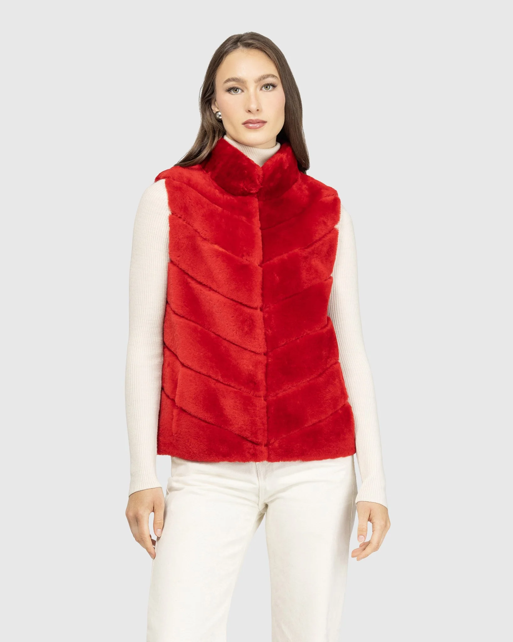 SELECT SHEARLING LAMB CHEVRON VEST - Image 12