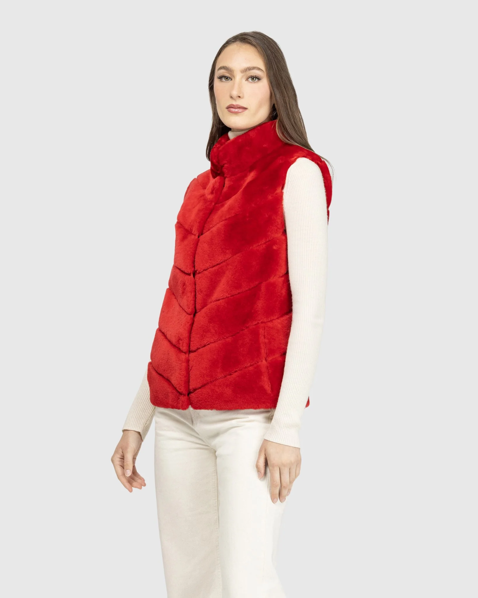 SELECT SHEARLING LAMB CHEVRON VEST - Image 13