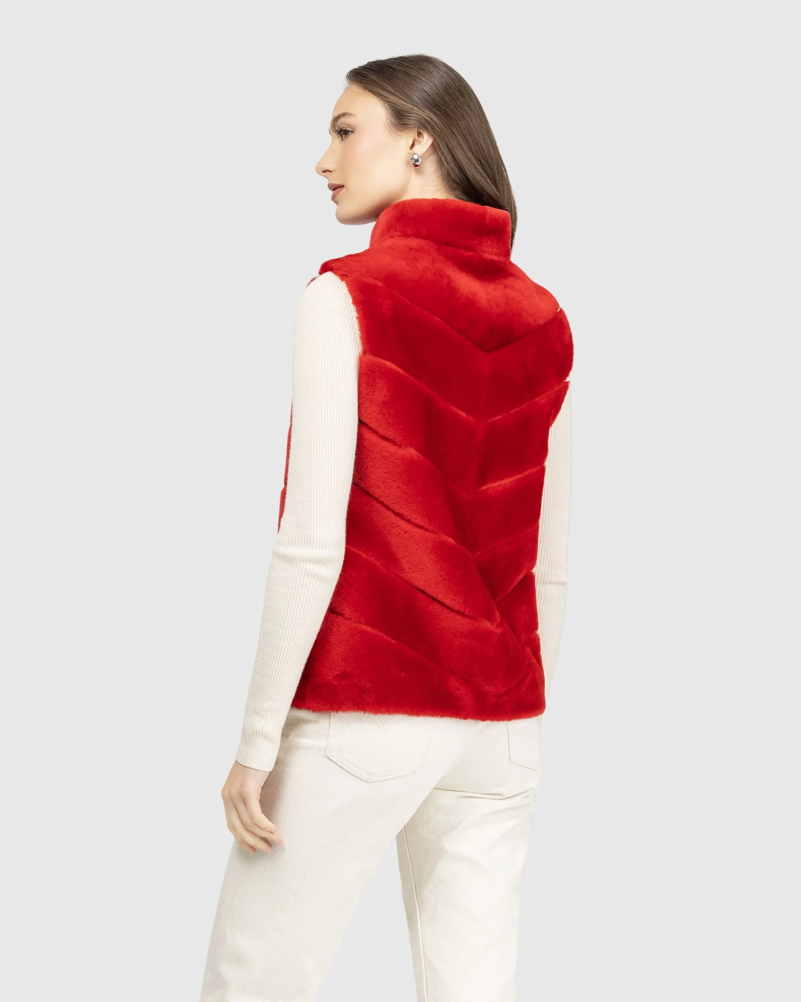 SELECT SHEARLING LAMB CHEVRON VEST - Image 14