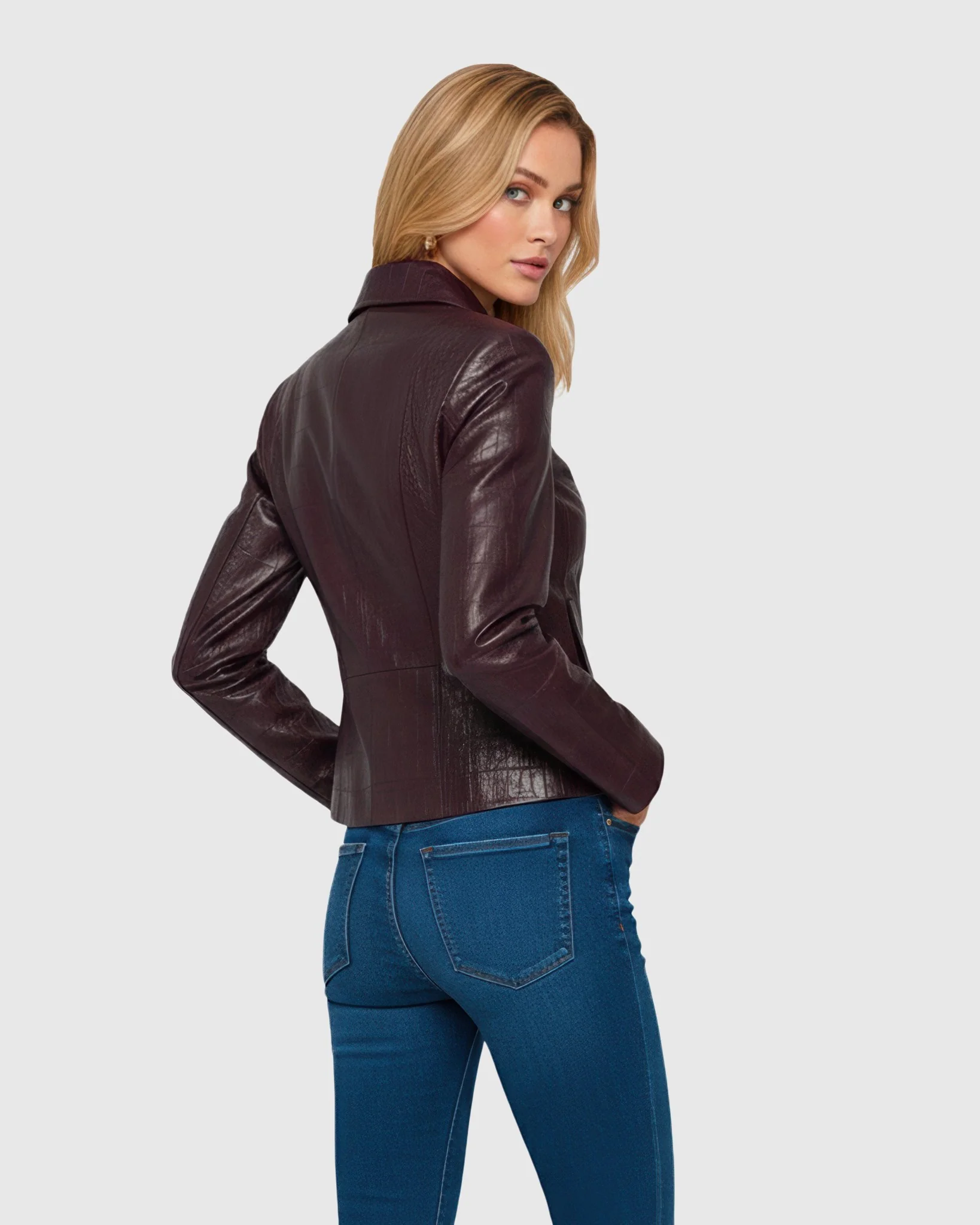 CROCO PRINTED LEATHER ZIP JACKET - Image 3