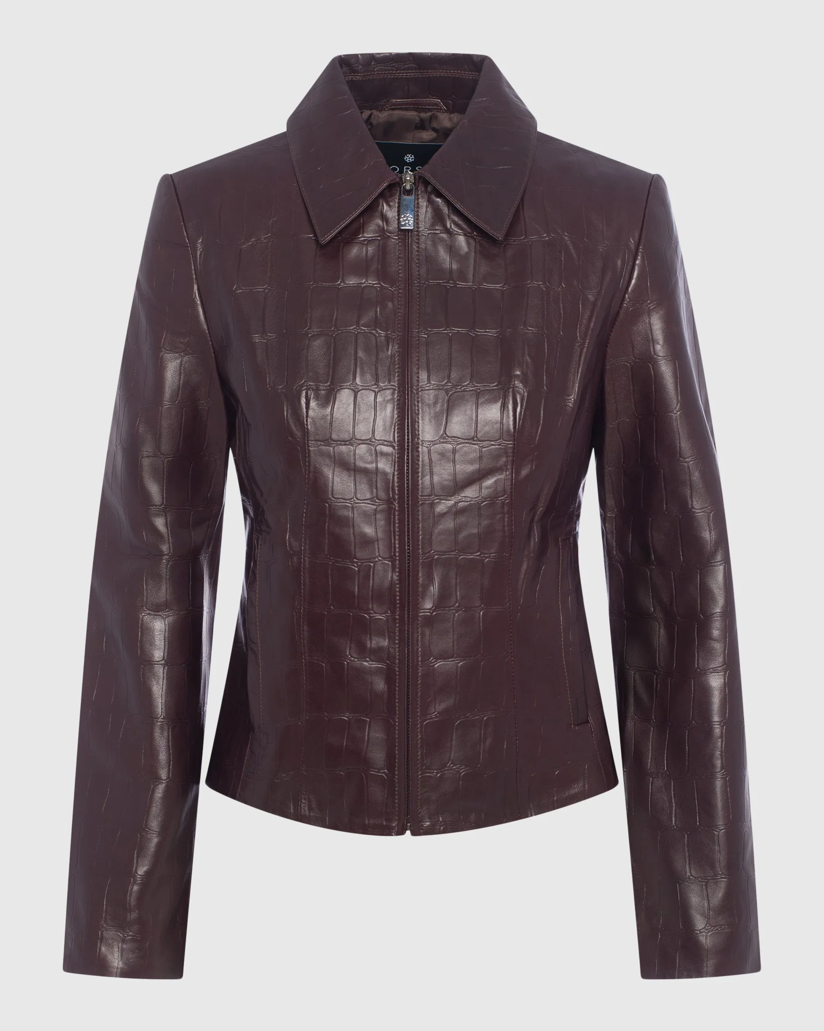 CROCO PRINTED LEATHER ZIP JACKET - Image 5
