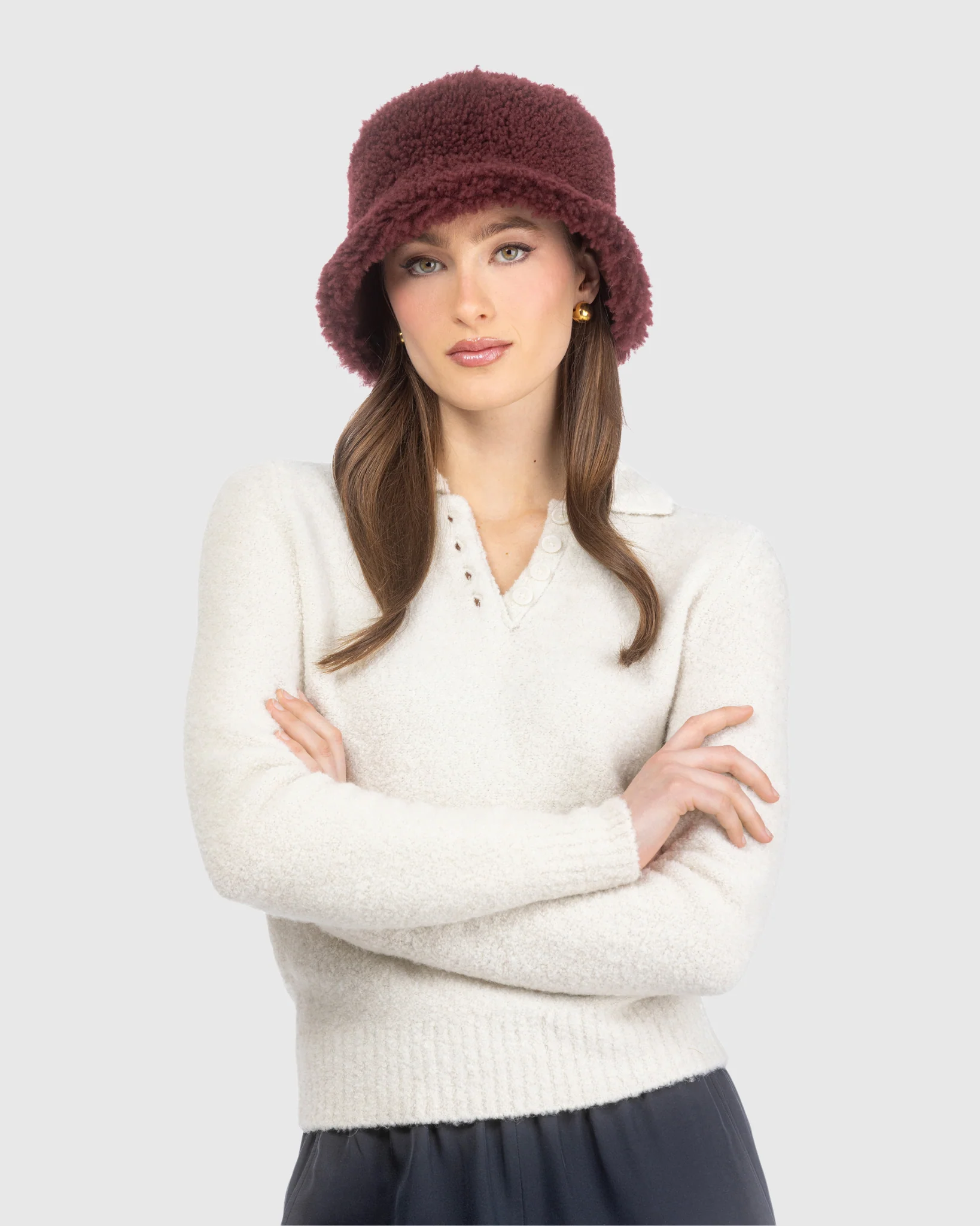 CURLY SHEARLING LAMB REVERSIBLE HAT