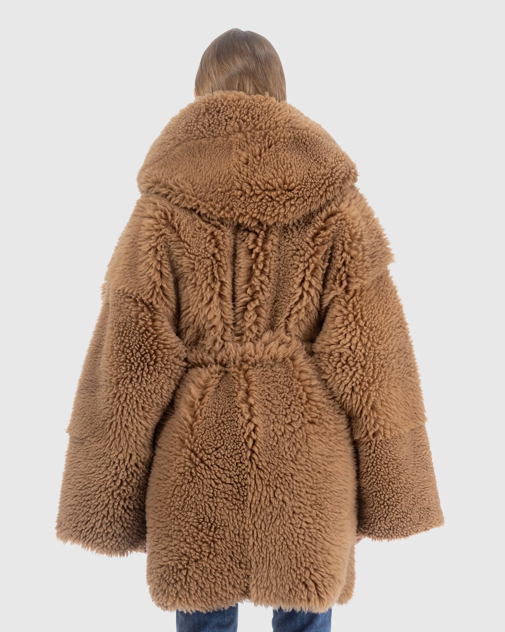 Curly Shearling Lamb Reversible Parka, Belt - Image 5