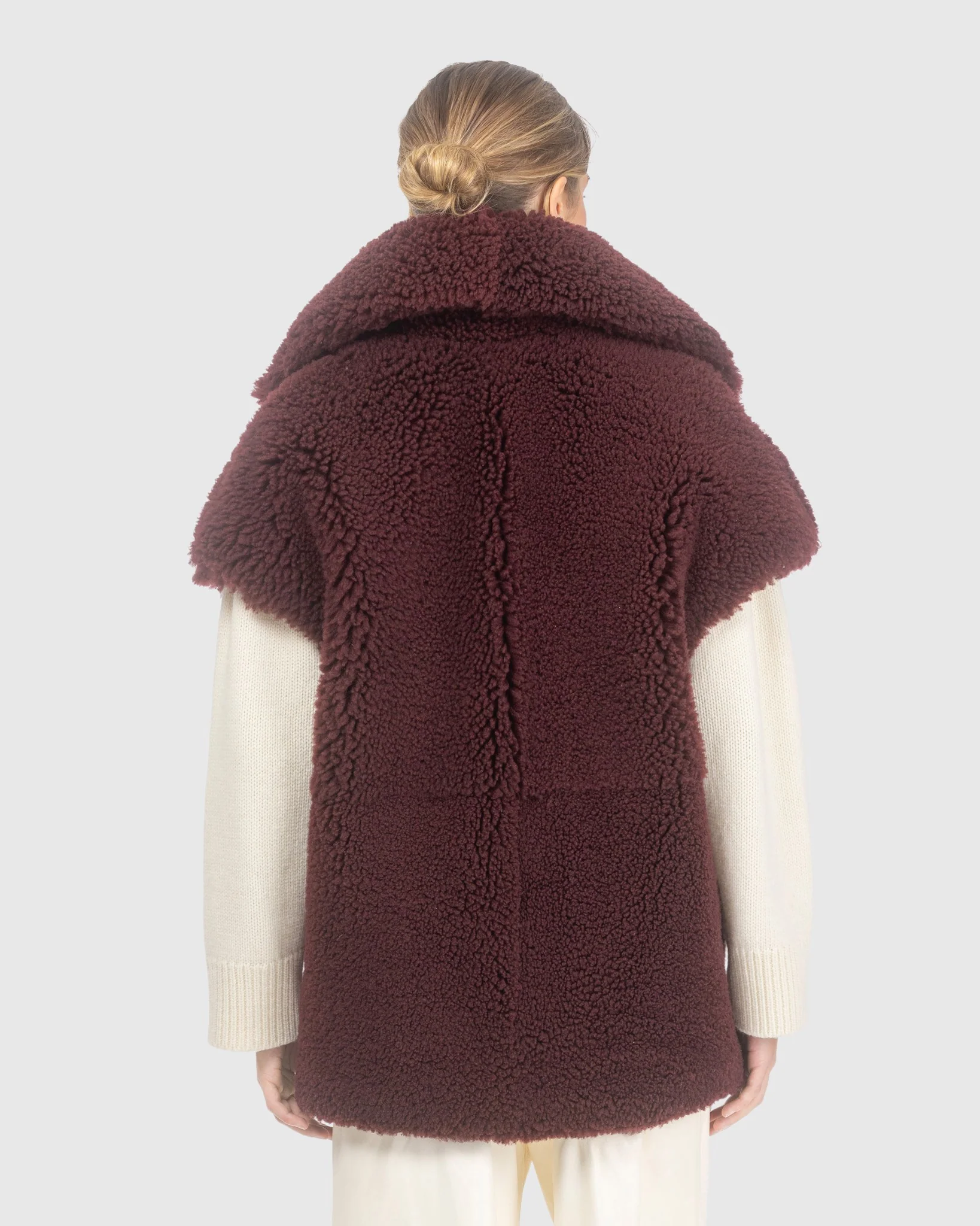 Curly Shearling Lamb Reversible Vest - Image 4