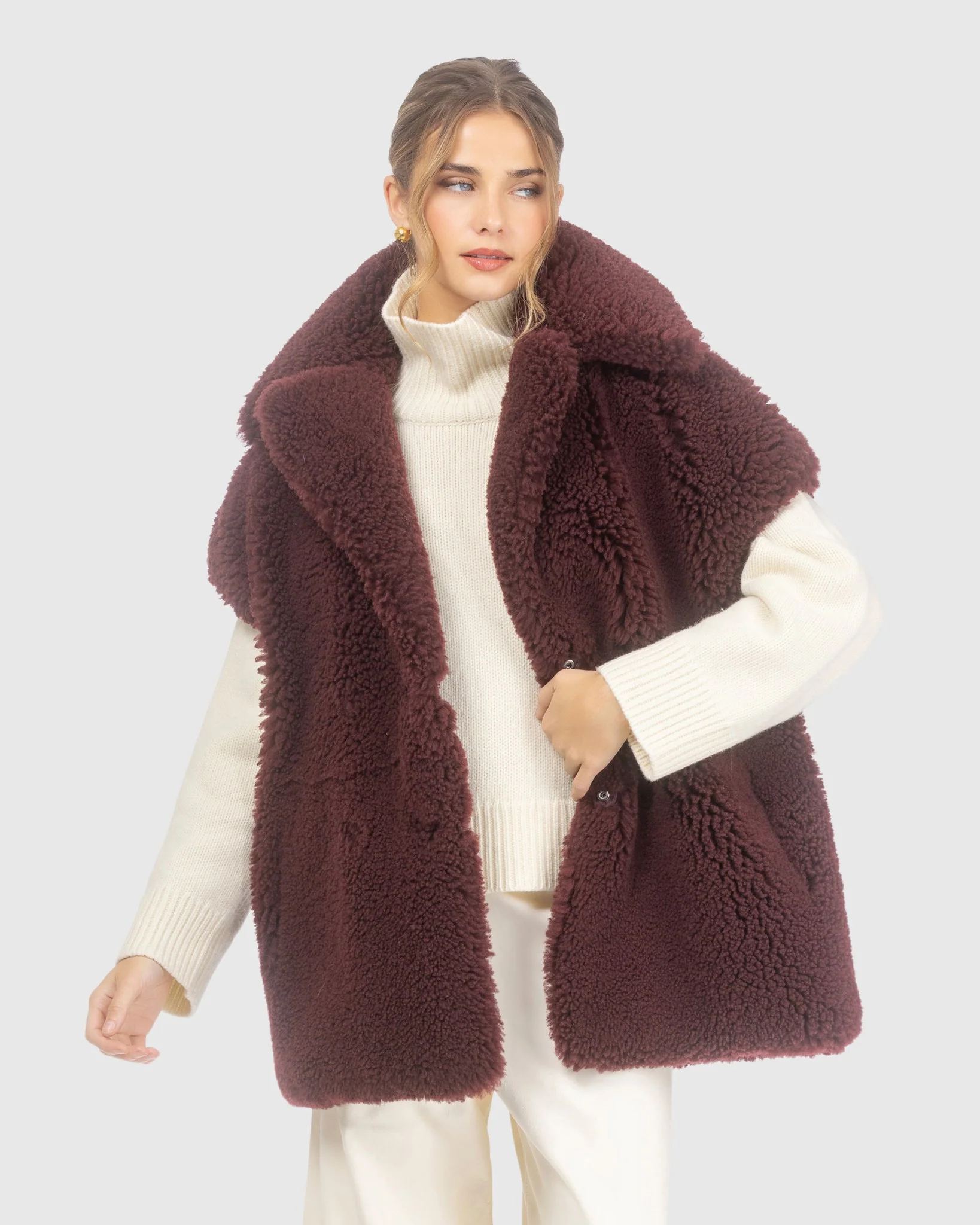 Curly Shearling Lamb Reversible Vest - Image 5