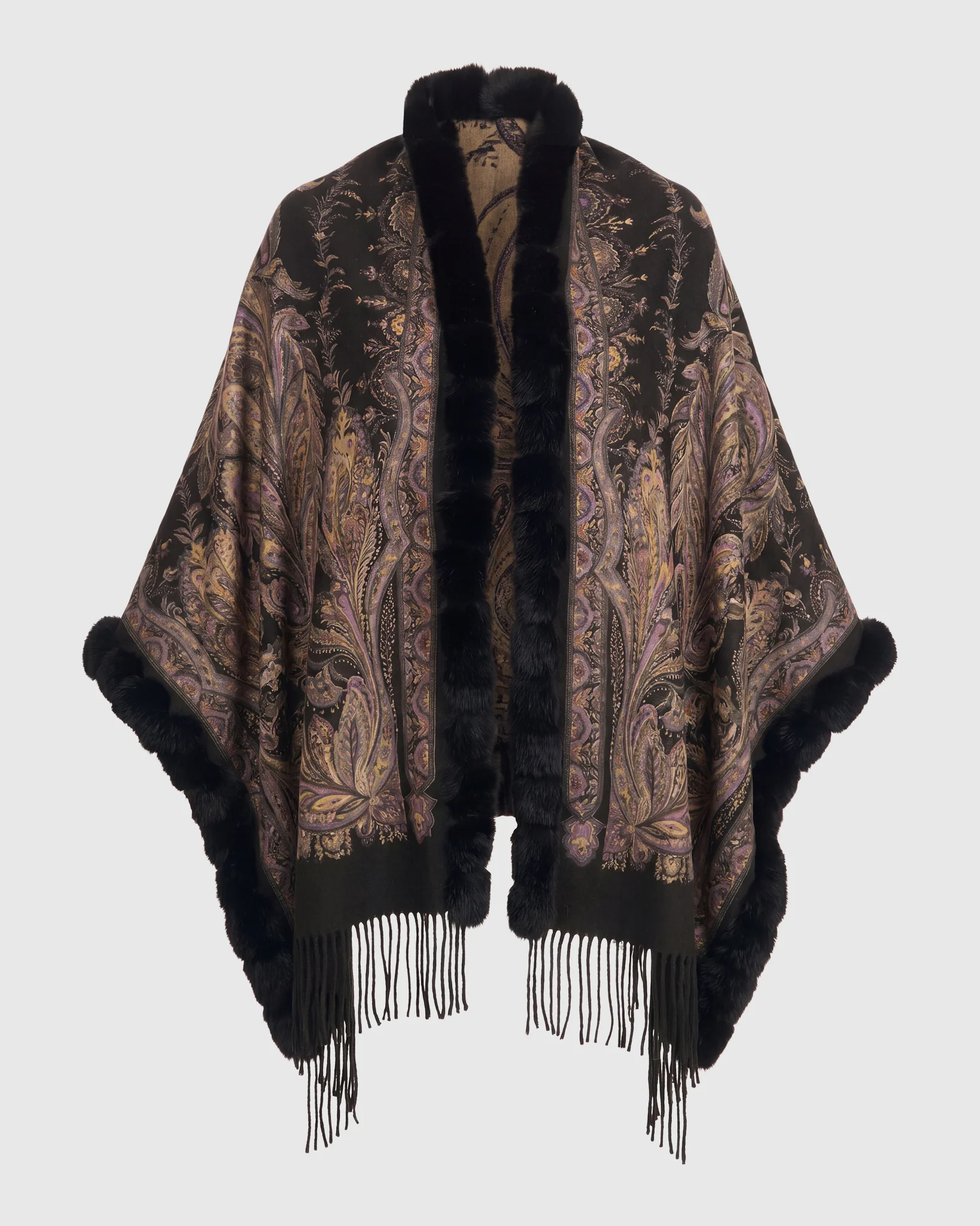 DOUBLE FACE CASHMERE STOLE WITH REX RABBIT SQUARE TOP AND BOTTOM - Image 16