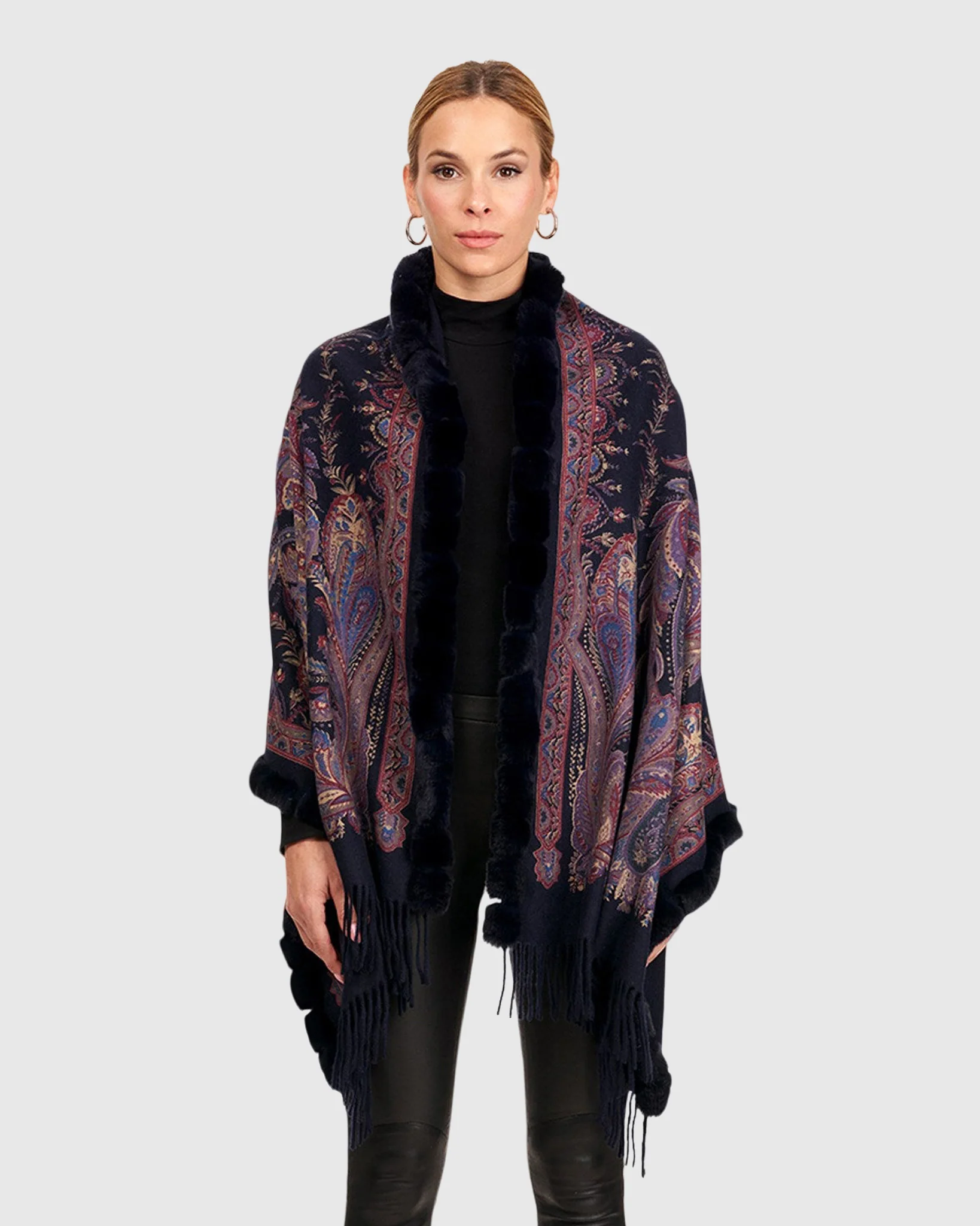 DOUBLE FACE CASHMERE STOLE WITH REX RABBIT SQUARE TOP AND BOTTOM - Image 18