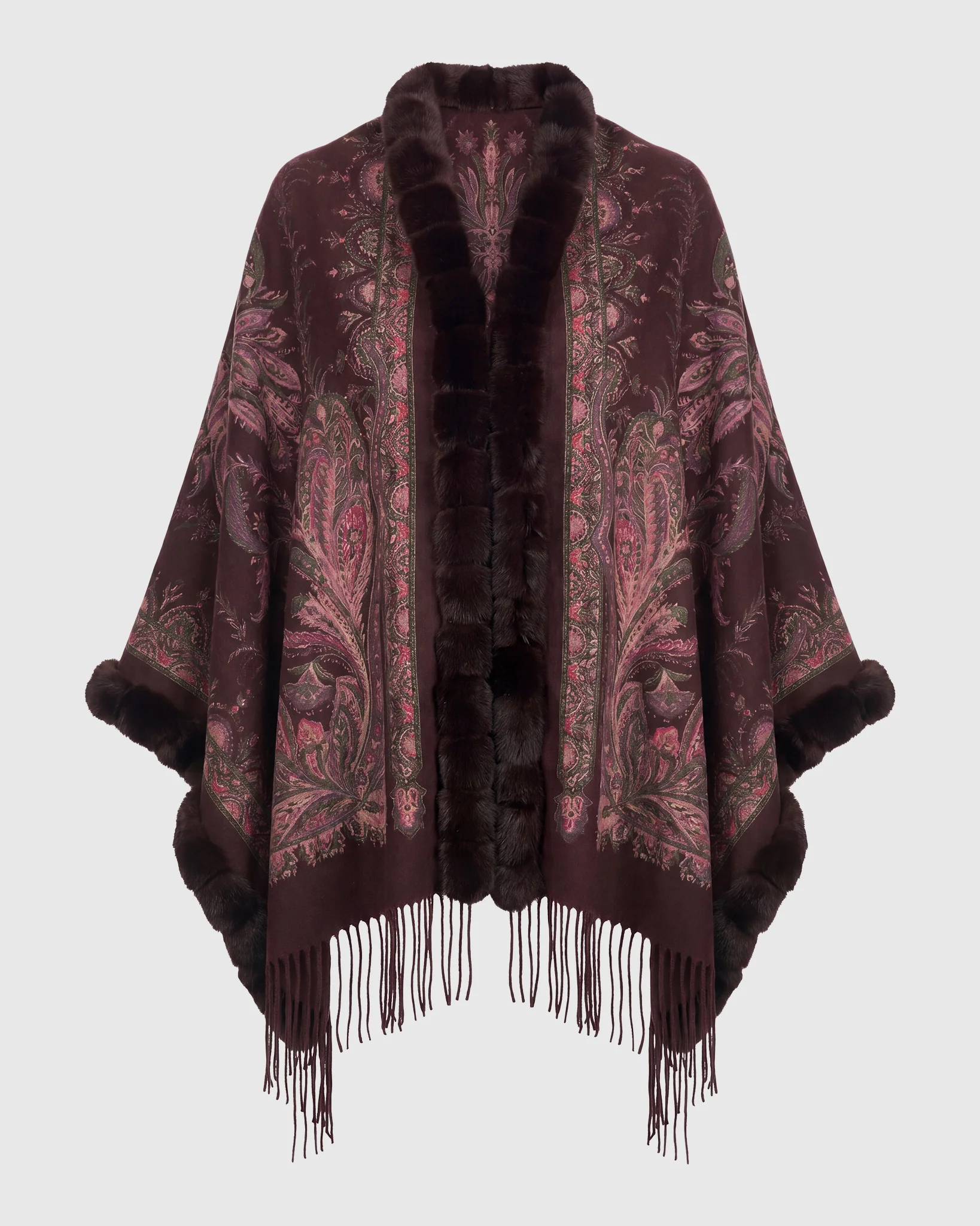 DOUBLE FACE CASHMERE STOLE WITH REX RABBIT SQUARE TOP AND BOTTOM - Image 5