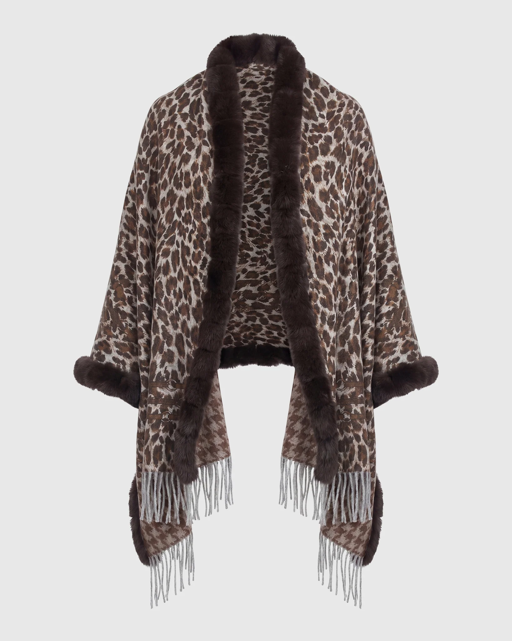 DOUBLE FACE CASHMERE STOLE WITH REX RABBIT SQUARE TOP AND BOTTOM - Image 6