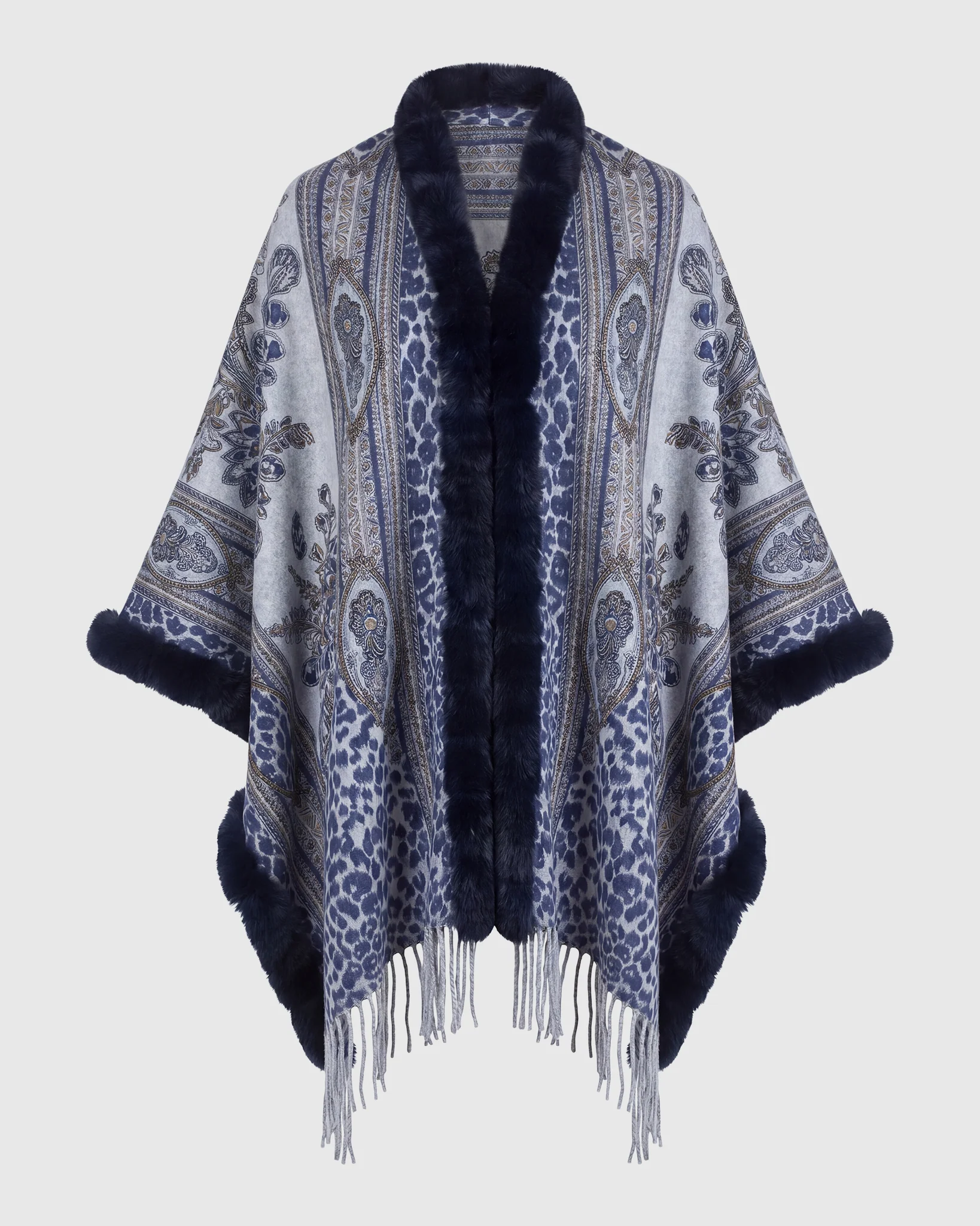 DOUBLE FACE CASHMERE STOLE WITH REX RABBIT SQUARE TOP AND BOTTOM - Image 5