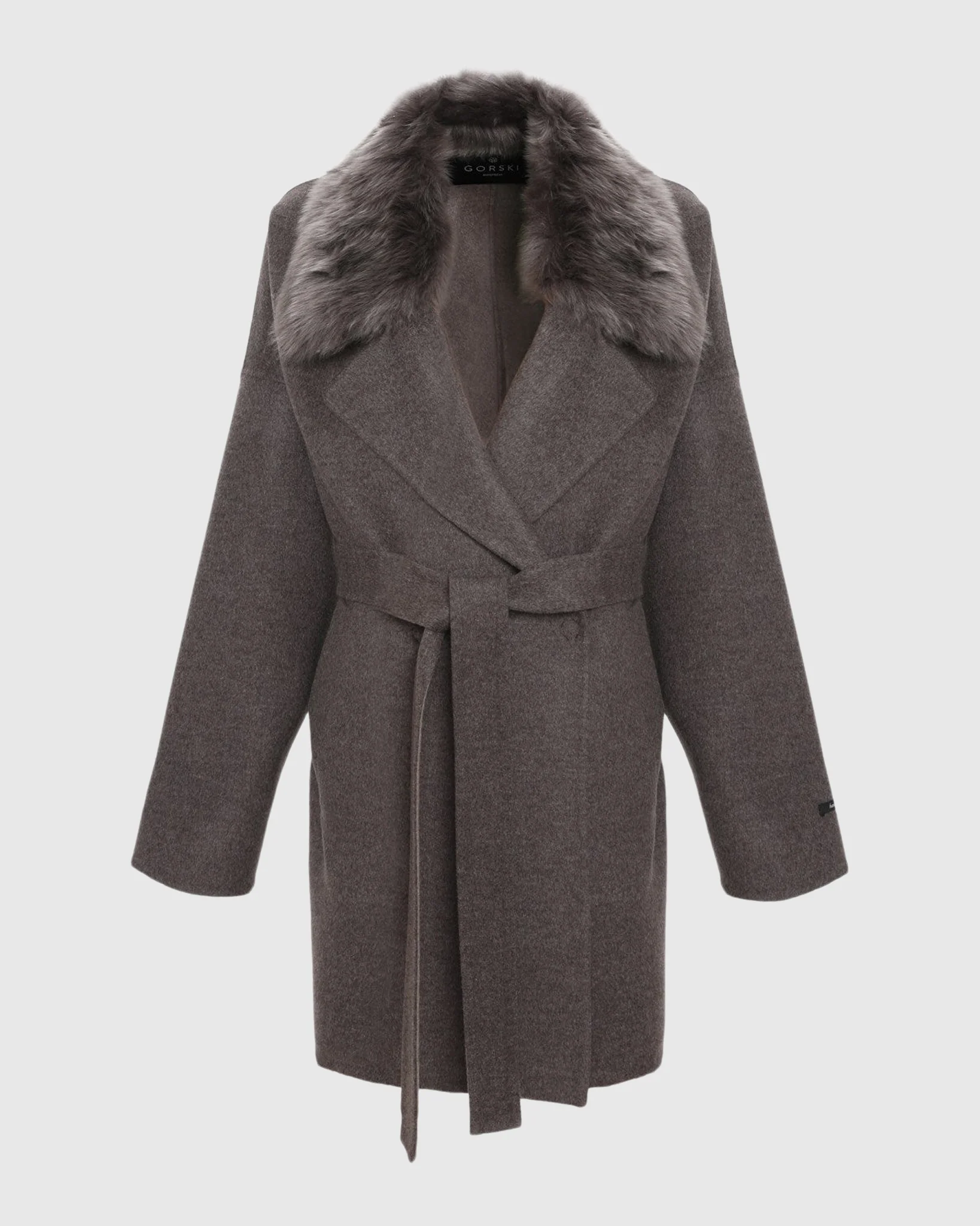 DOUBLE FACE LORO PIANA WOOL AND CASHMERE BLEND BELTED JACKET WITH DETACHABLE MERINILLO SHEARLING LAMB TRIM - Image 14