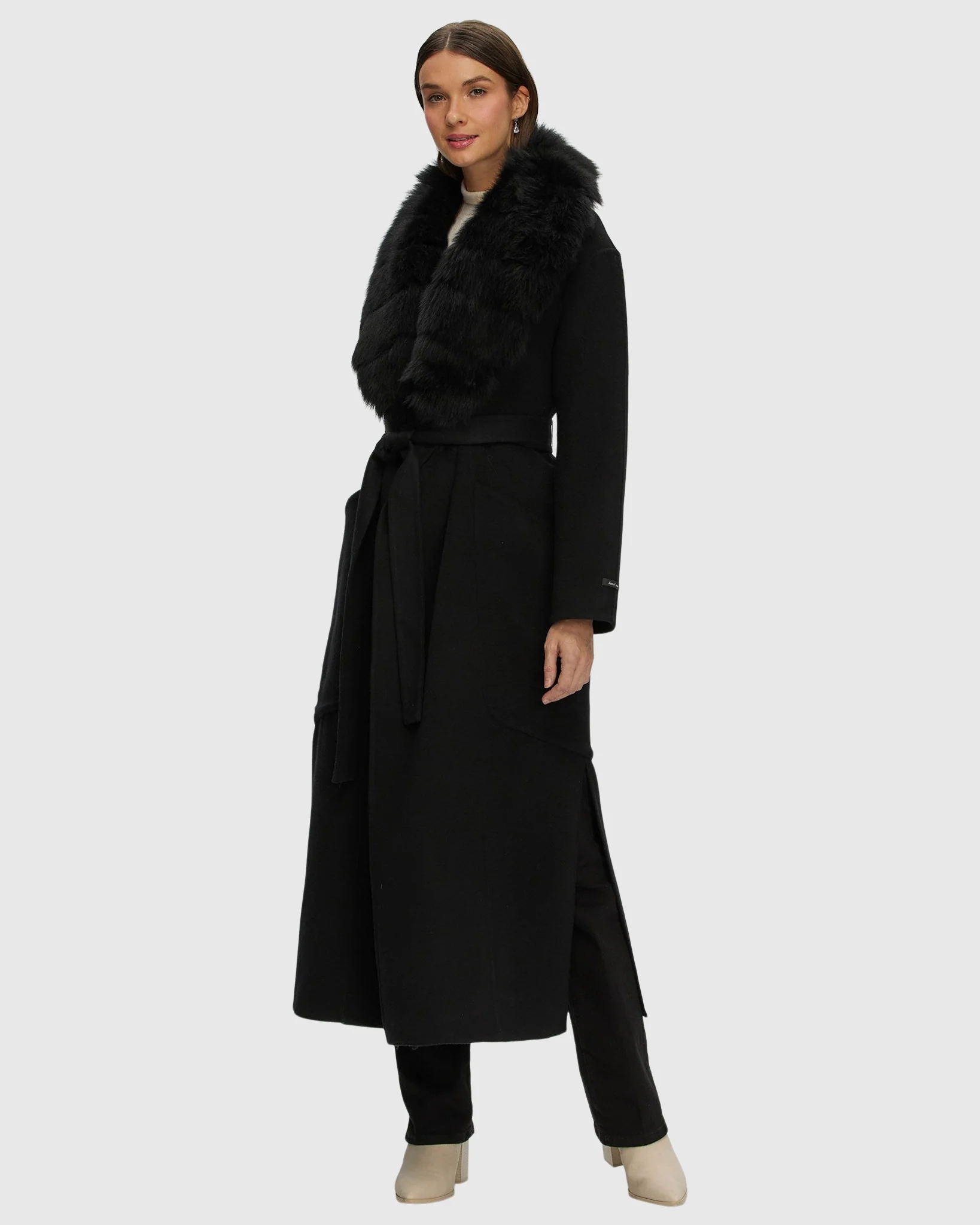 DOUBLE FACE LORO PIANA WOOL AND CASHMERE COAT WITH DETACHABLE MERINILLO SHEARLING LAMB COLLAR, BELT - Image 17