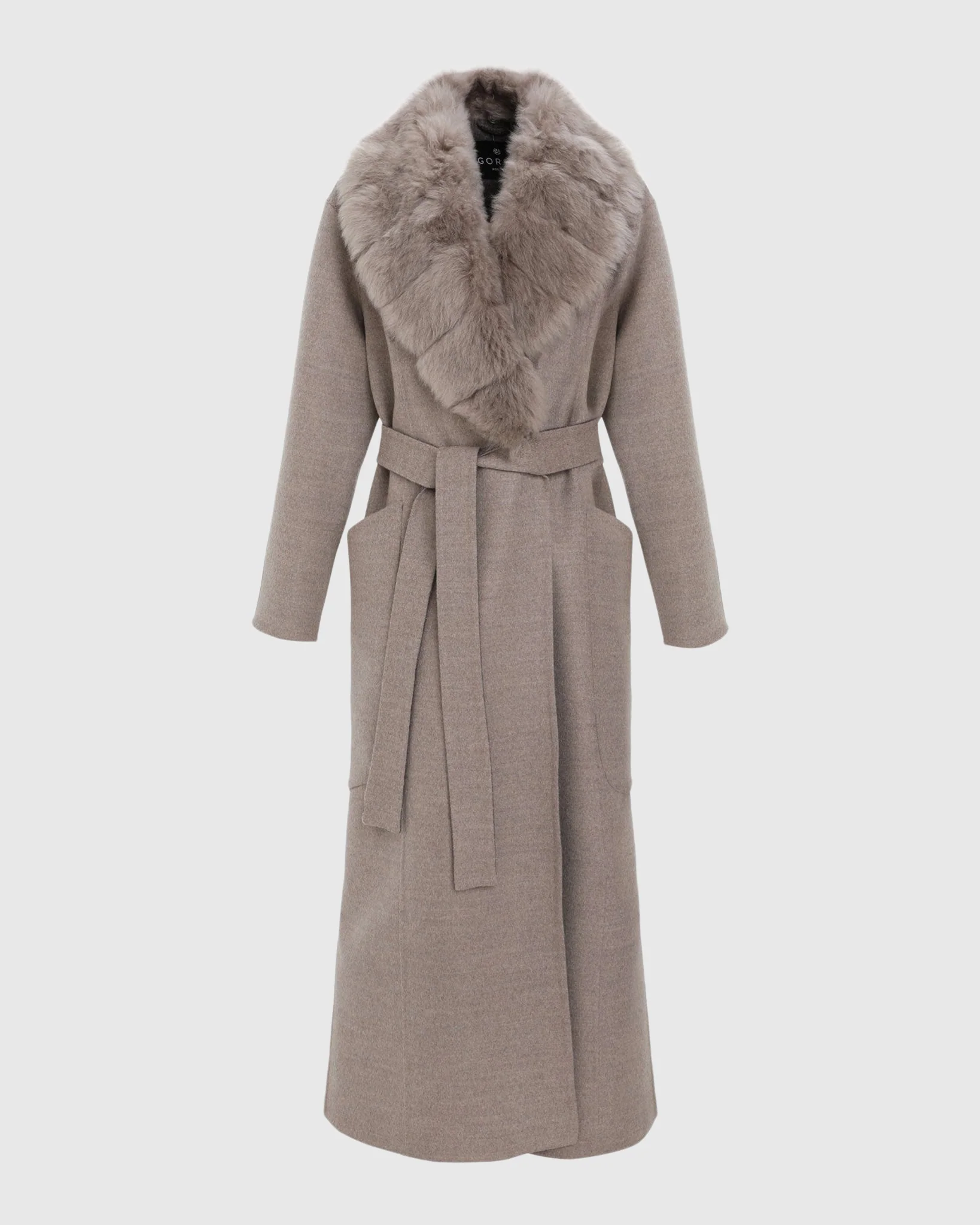 DOUBLE FACE LORO PIANA WOOL AND CASHMERE COAT WITH DETACHABLE MERINILLO SHEARLING LAMB COLLAR, BELT - Image 21